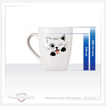 PLATINUX Tasse Kaffeetasse mit Katzen Motiv "Coco" Keramik 250ml, Keramik, mit Griff (max. 300ml) Tasse Teetasse Kaffeebecher Teebecher