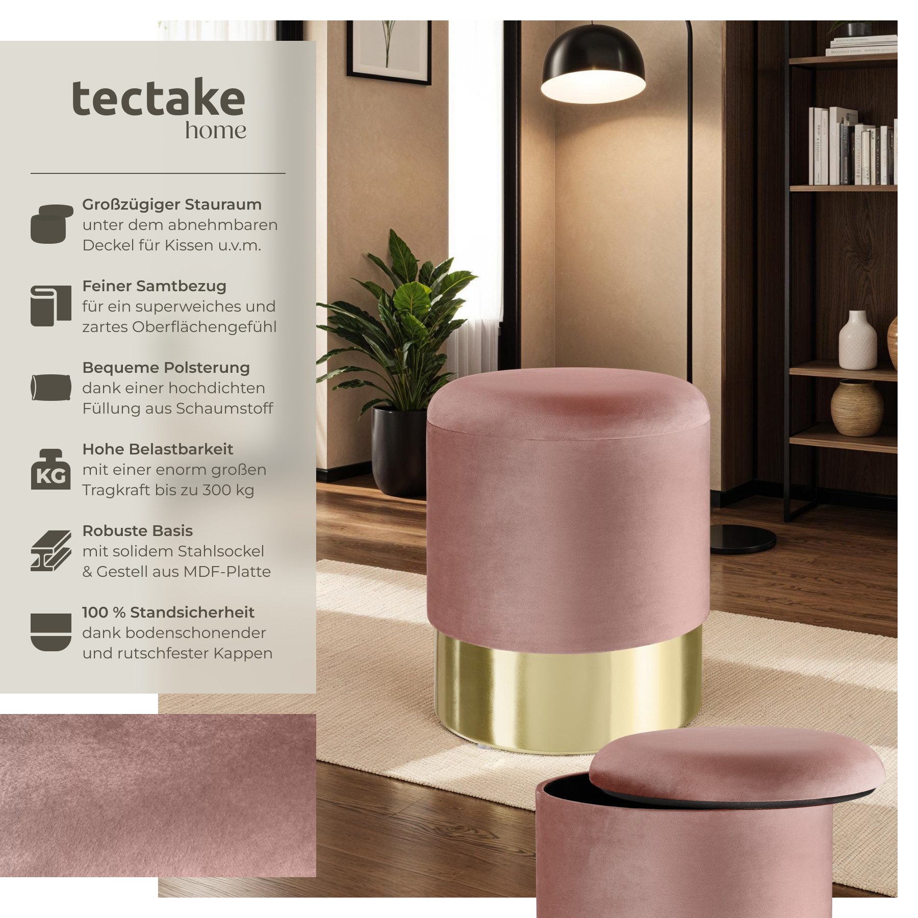 tectake Sitzhocker Schminkhocker Sarina gepolstert in günstig online kaufen