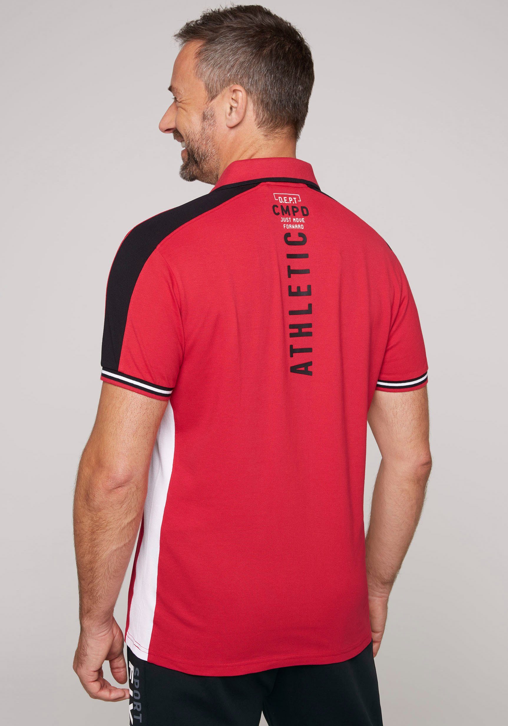 CAMP DAVID Poloshirt mit power auf Vorder- Rubber und Ärmeln, Rückseite Prints red