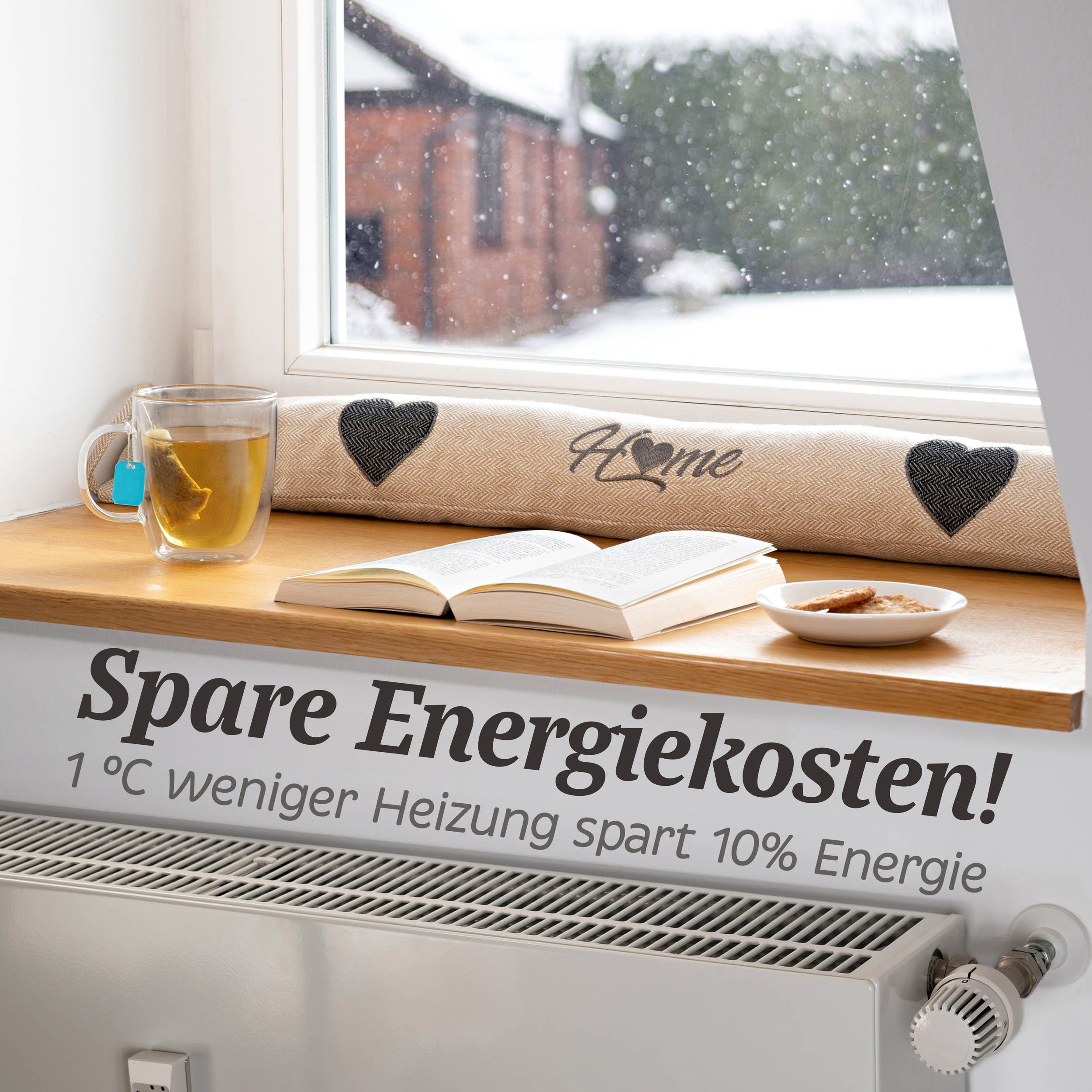 Praknu Zugluftstopper 90cm - Waschbar - Extra Schwer - Für Türen und Fenster - Beige, Einzeln, 1-tlg., Einzelartikel, Effektiver Kältestopp vor Zugluft unter der Tür - Wärmedämmung