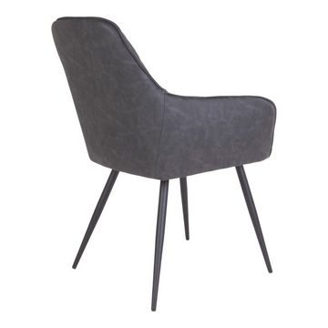 House Nordic Esszimmerstuhl Harbo Dining Chair – Esszimmerstuhl aus PU, dunkelgrau mit schwarze...