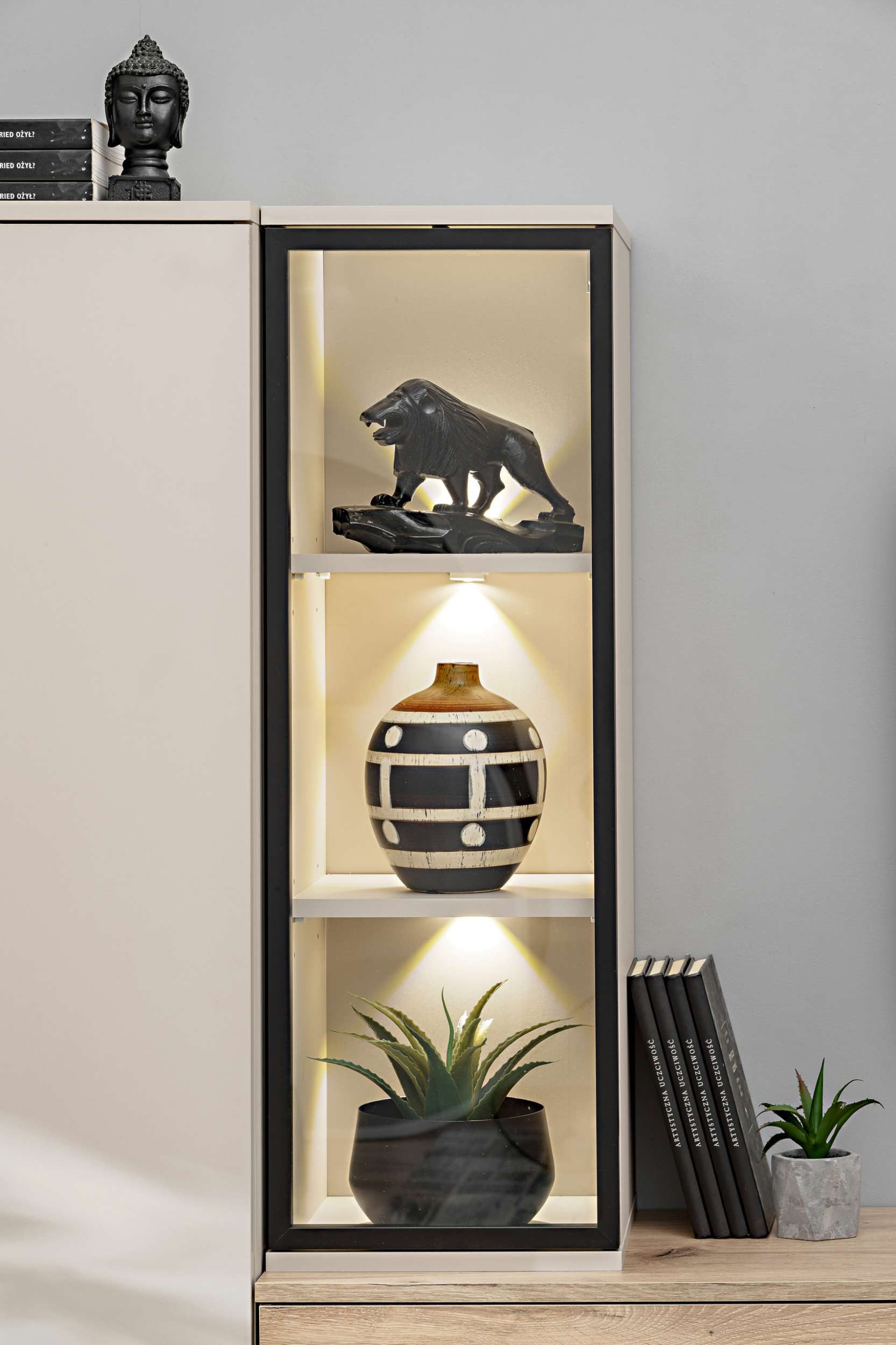 99rooms Wohnwand Litom, (Wohnmöbel, Wohnzimmer-Set), Modern Design, Grifflos - PUSH-CLICK System, mit LED-Beleuchtung