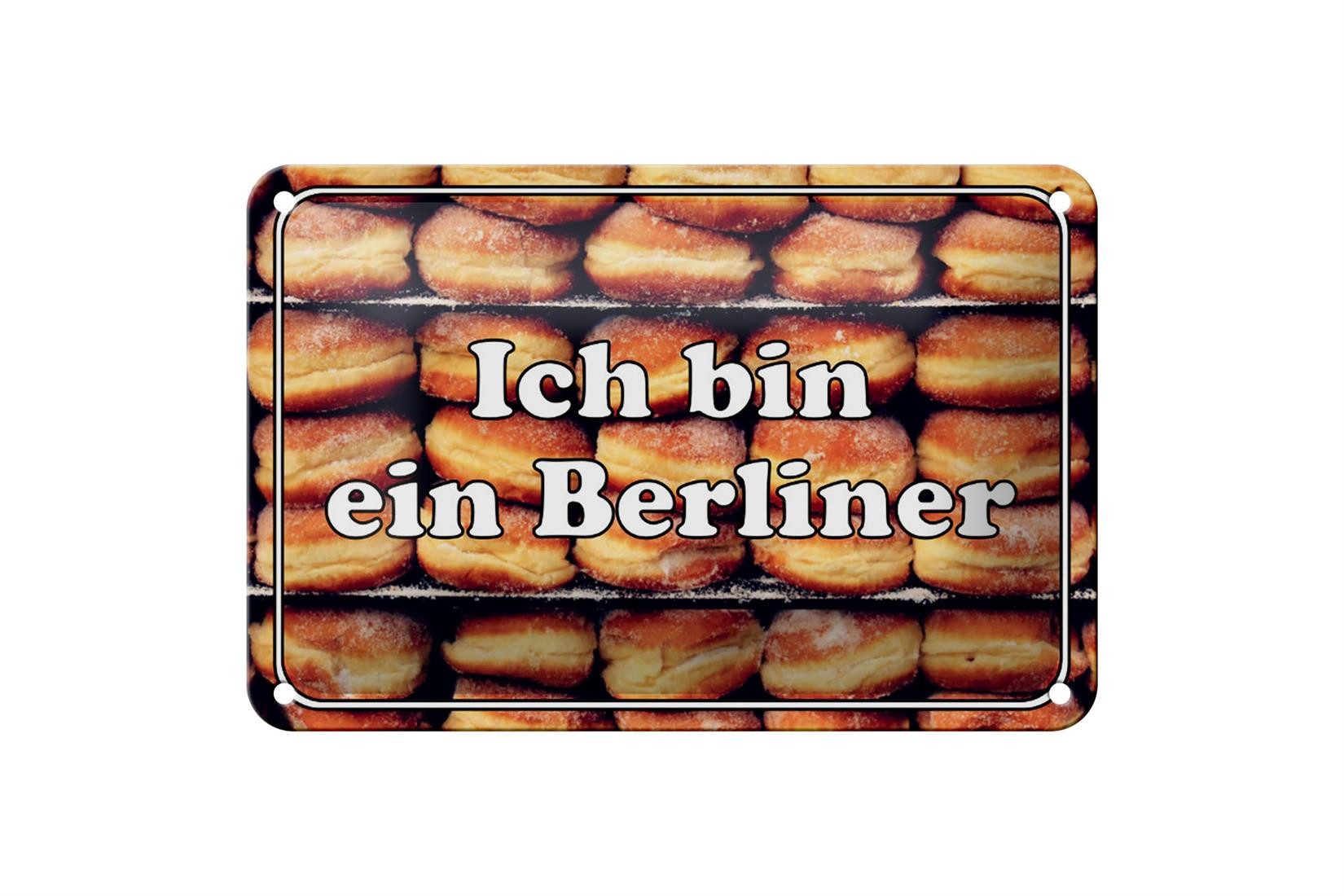 Femer GmbH Metallschild Hinweis 18x12cm Ich bin ein Berliner, (1 St), gewölbte Oberfläche, abgerundete Ecken, umgeschlagene Kanten