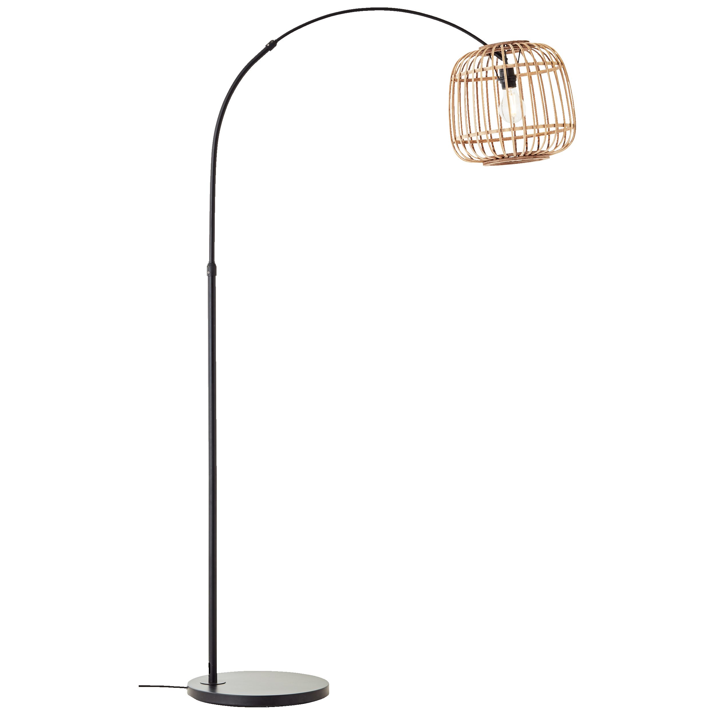 Lightbox Stehlampe, ohne Leuchtmittel, Standleuchte Stehlampe im Nature Style in schwarz natur Rattan Schirm