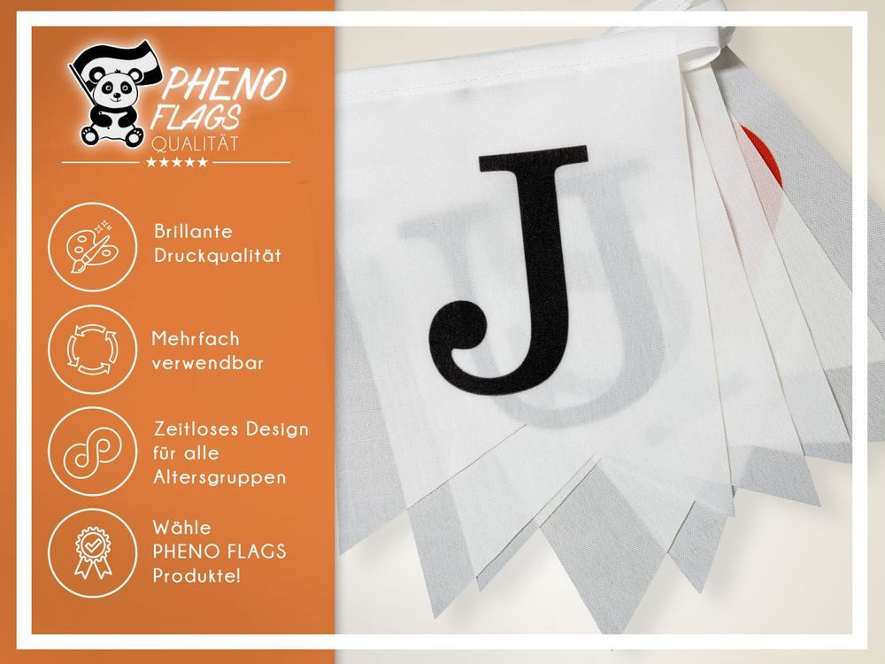 PHENO FLAGS Flagge Wimpelketten-Set JUST MARRIED aus Stoff, 2x Wimpelketten
