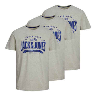 Jack & Jones T-Shirt 3er Pack JJelogo Tee SS O-Neck mit Logo-Print auf der Vorderseite