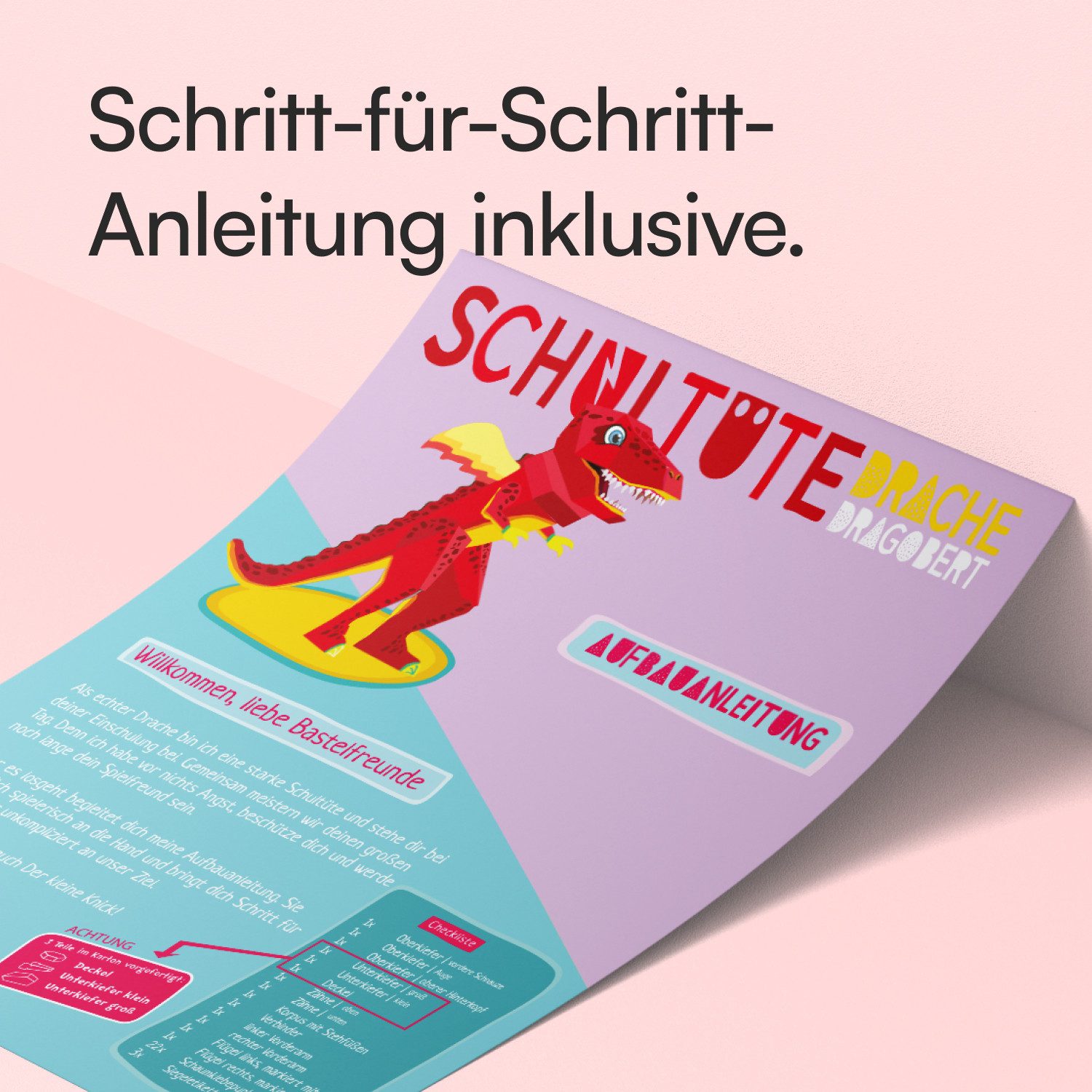 shelfmade Schultüte Schultüte zum selber basteln, Drache & Dino Schulrex, steht von selbst – Bild 5 von 5