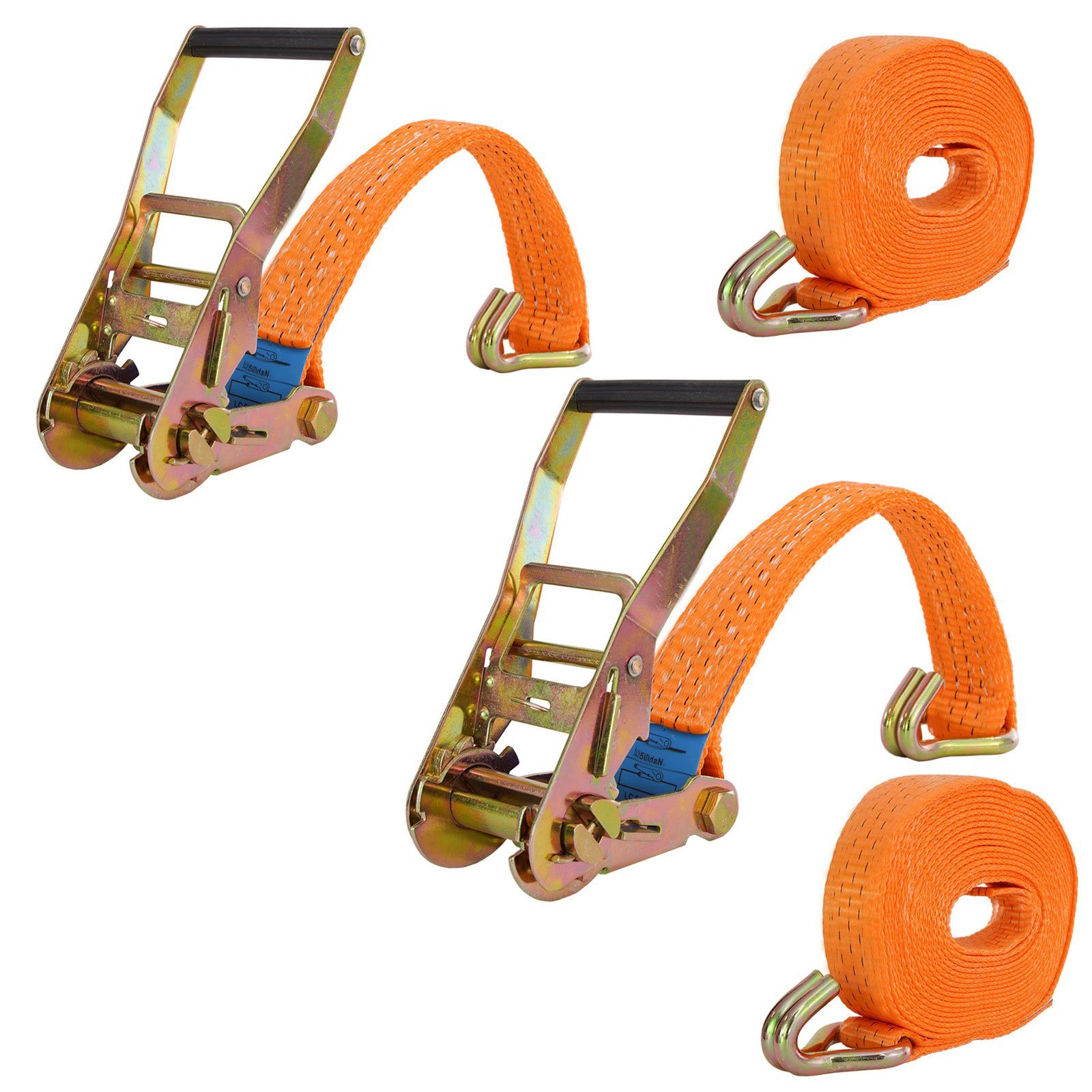 Spanngurt 2x Zurrgurt mit Ratsche 6m 3000kg 3to 2-tlg. 35mm TÜV / GS orange
