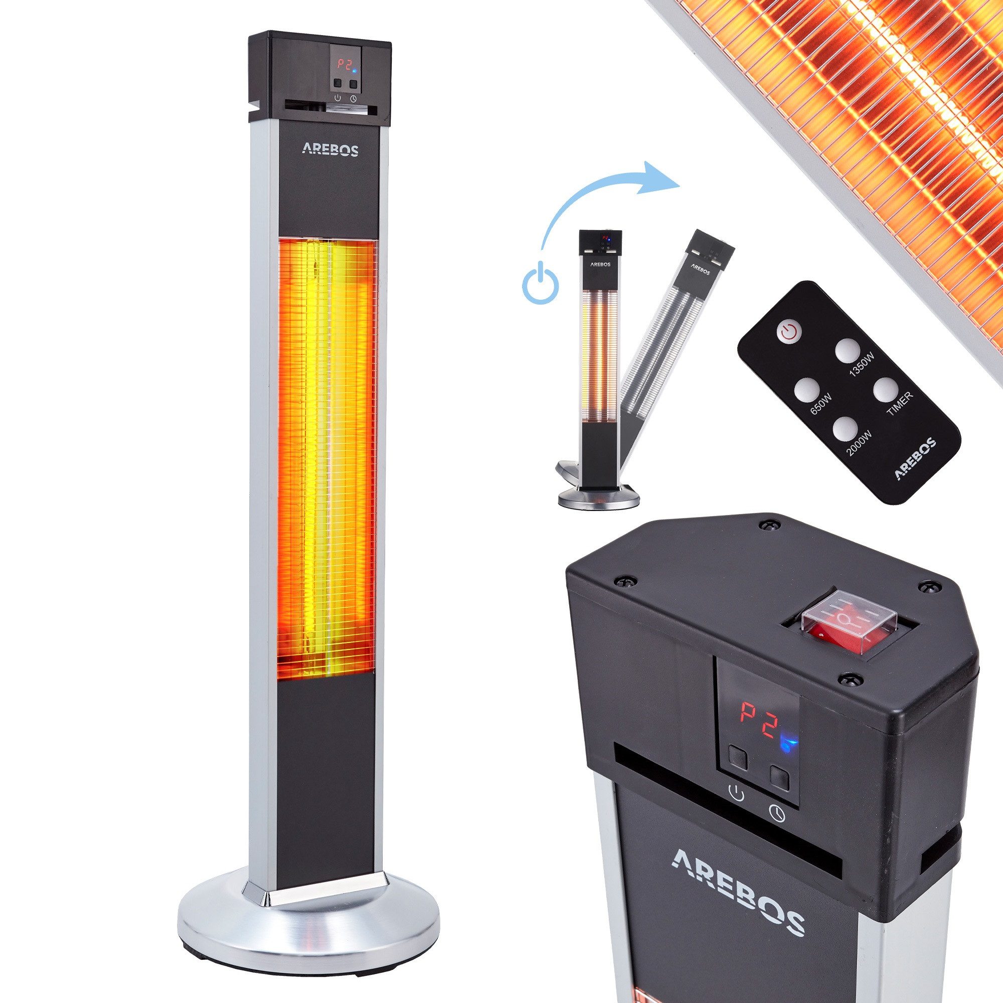 Arebos Terrassenstrahler 2000 W, mit Fernbedienung, günstig online kaufen