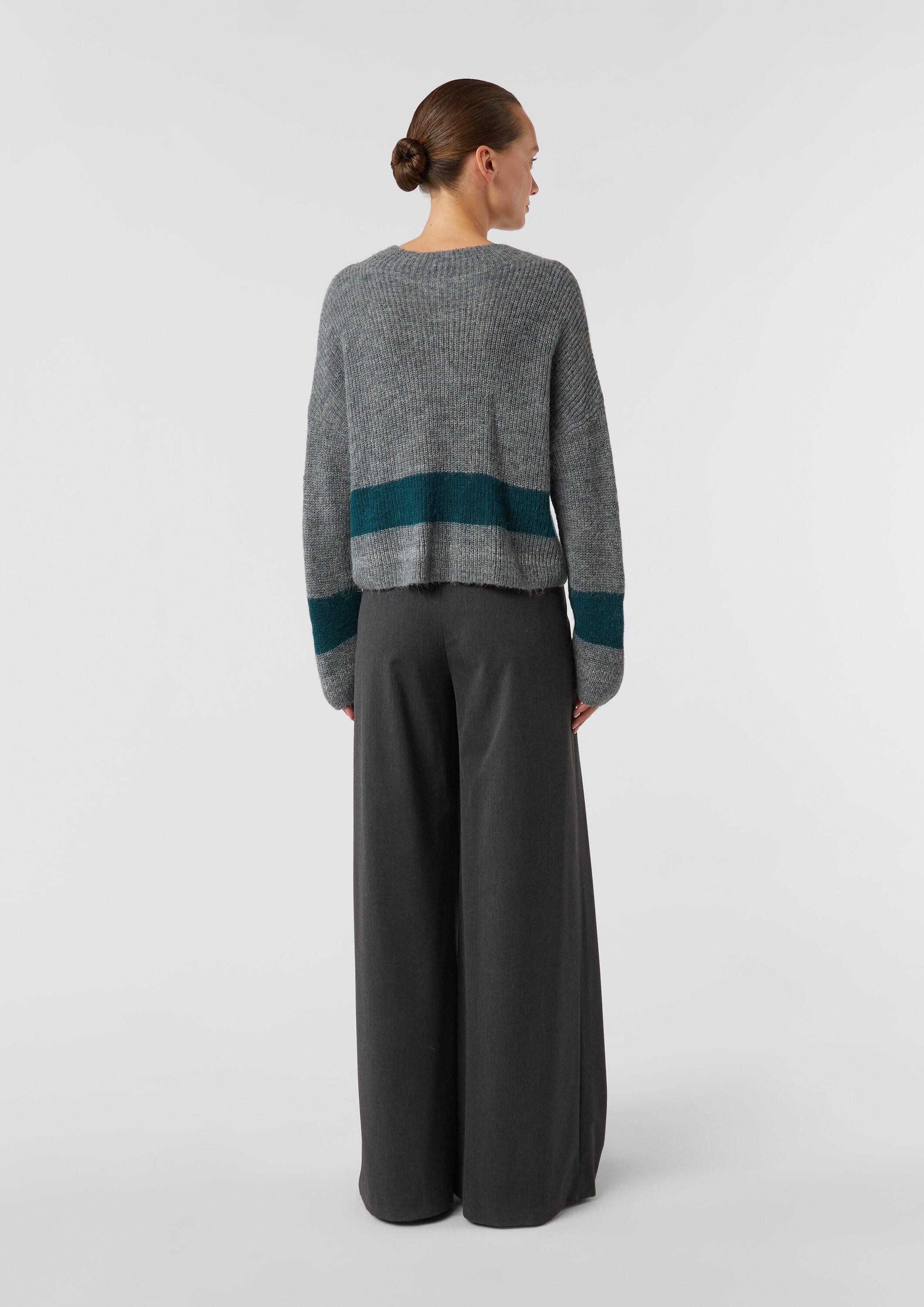 comma Longpullover Strickpullover Strickpullover mit Kontrastdetails im Relaxed Fit