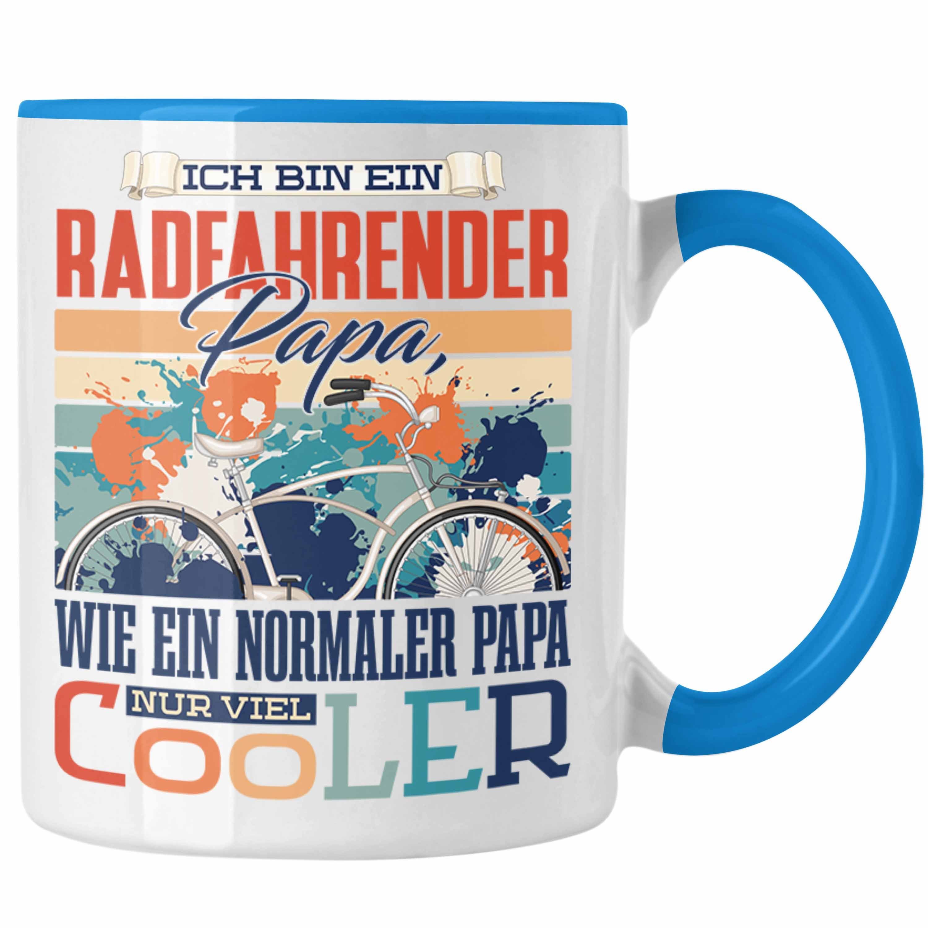 Tasse Geschenkidee Trendation zum Geschenk Blau Vatert Tasse - Trendation Papa Vater Fahrrad