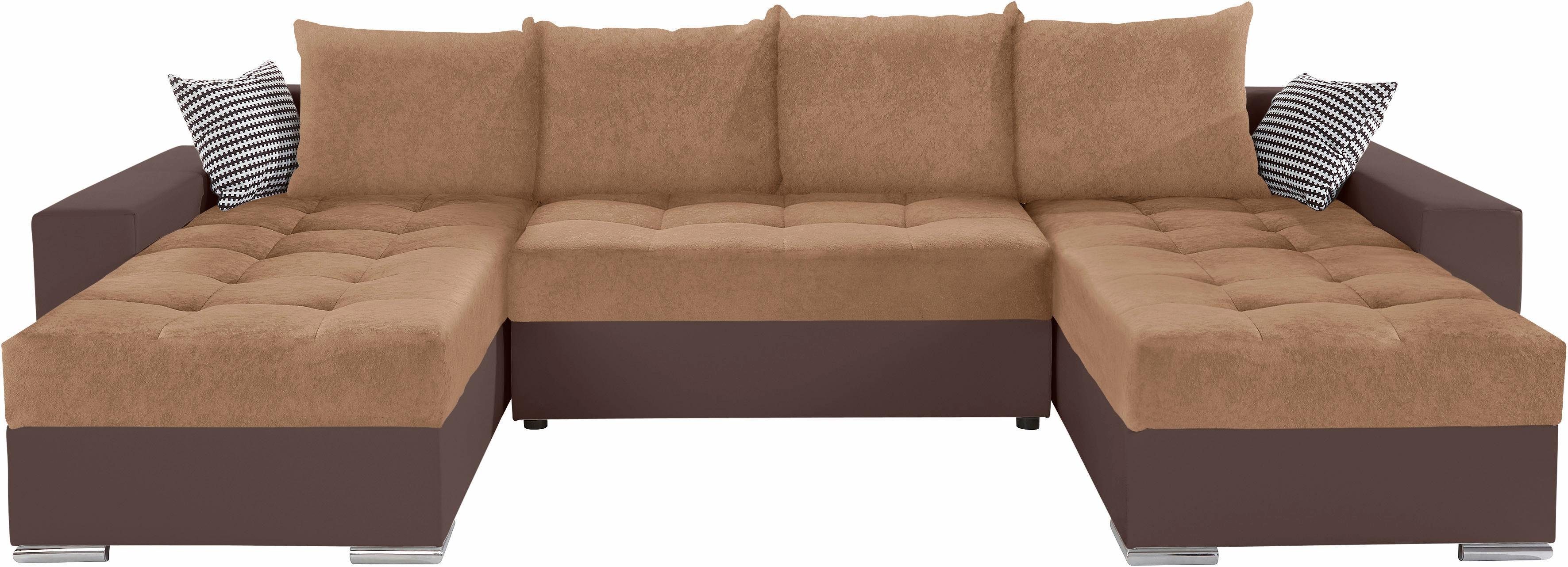 COLLECTION AB Wohnlandschaft Josy XL U-Form, Breite: 313 cm, mit Bettfunktion, Bettkasten & 2 Zierkissen, Federkern