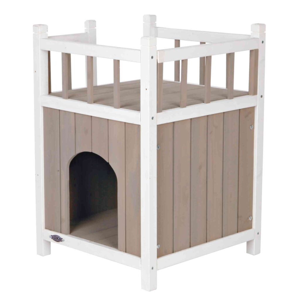 TRIXIE Kratzbaum Cat's Home mit Balkon - grau/weiß - 45 × 65 × 45 cm
