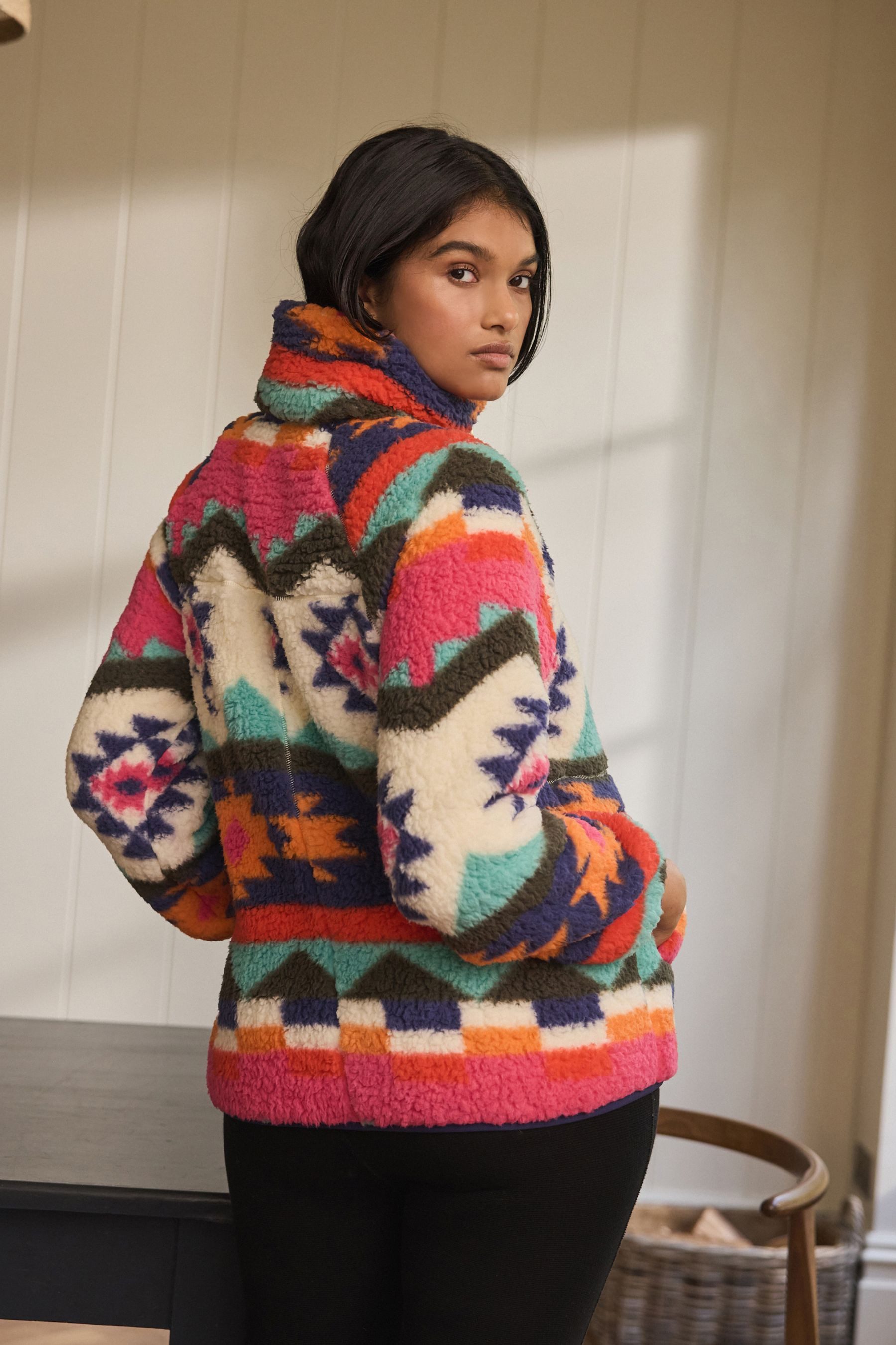 Next Fleecepullover Teddyfell-Jacke mit halbem Reißverschluss (1-tlg)