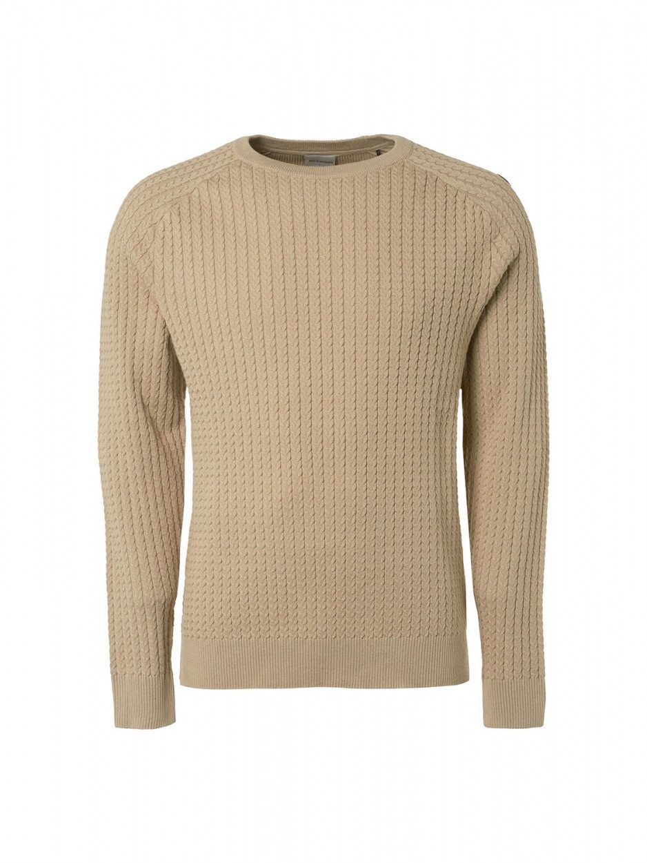 Strickpullover Pullover Crewneck Solid Jacquard Rib STONE