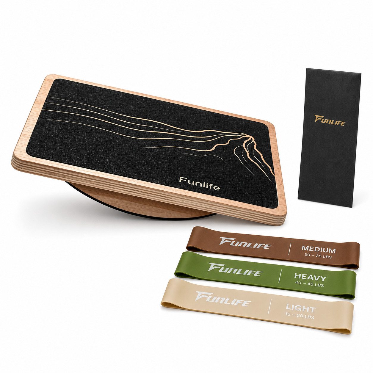 FunLife Balanceboard BERG & FLOW Design-Edition, 43 × 33 cm, rutschhemmend, bis 150 kg