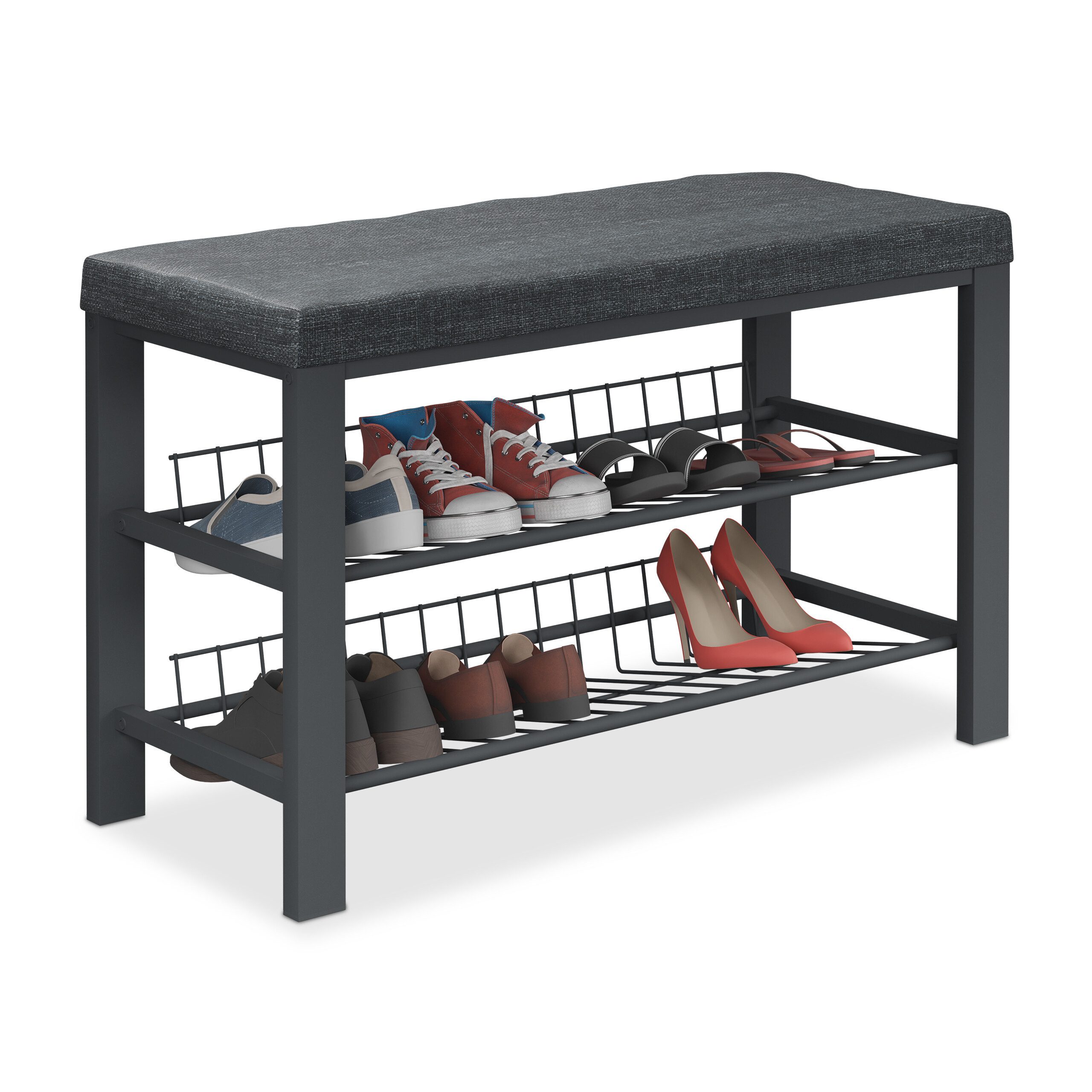 relaxdays Schuhbank mit Polster (1-St), schwarz