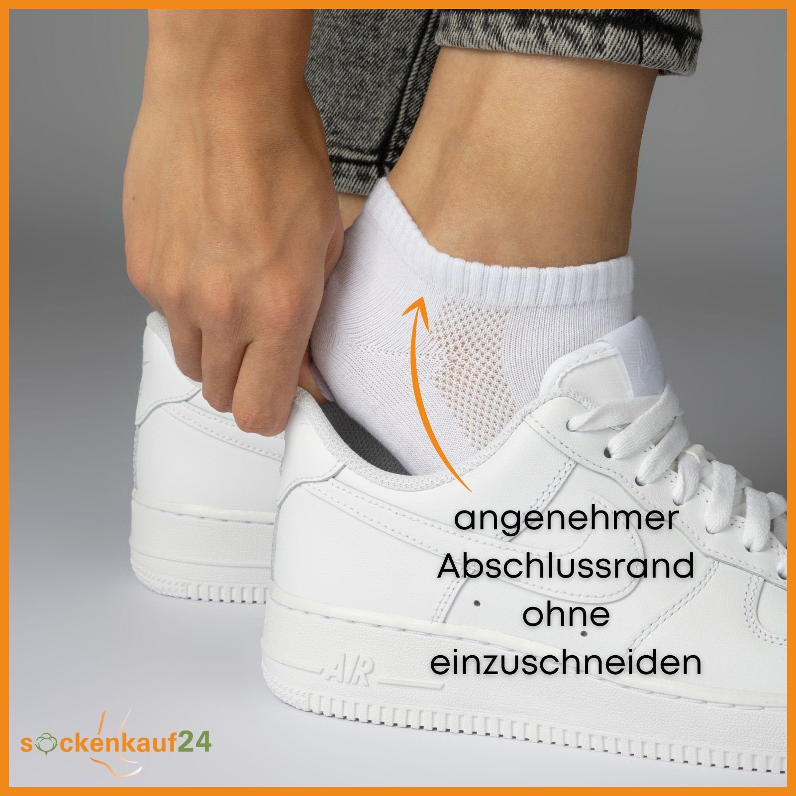 sockenkauf24 Sneakersocken 10 Paar Damen & Herren "Premium Sneaker Socken" Atmungsaktiv (10xWeiß, 39-42) mit Mesh-Streifen ohne drückende Naht Baumwolle - 16510 WP