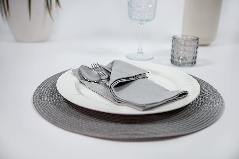 Mon Bijou Stoffserviette Stoffservietten Bio Baumwolle grau, weiß, dunkelgrau Servietten Stoff, (für Restaurants hochwertige Gastronomie Tischservietten Set 45 x 45cm, 12 St., Tischdeko für Hochzeit, Weihnachten, Geburtstagsfeier, Familienfeier), Baumwollservietten waschba rumweltfreundlich elegant wiederverwendbar