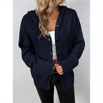 AFAZ New Trading UG 2-in-1-Strickjacke Pullover Damen Strick-Cardigan-Mantel mit Kapuze und Kordelzug