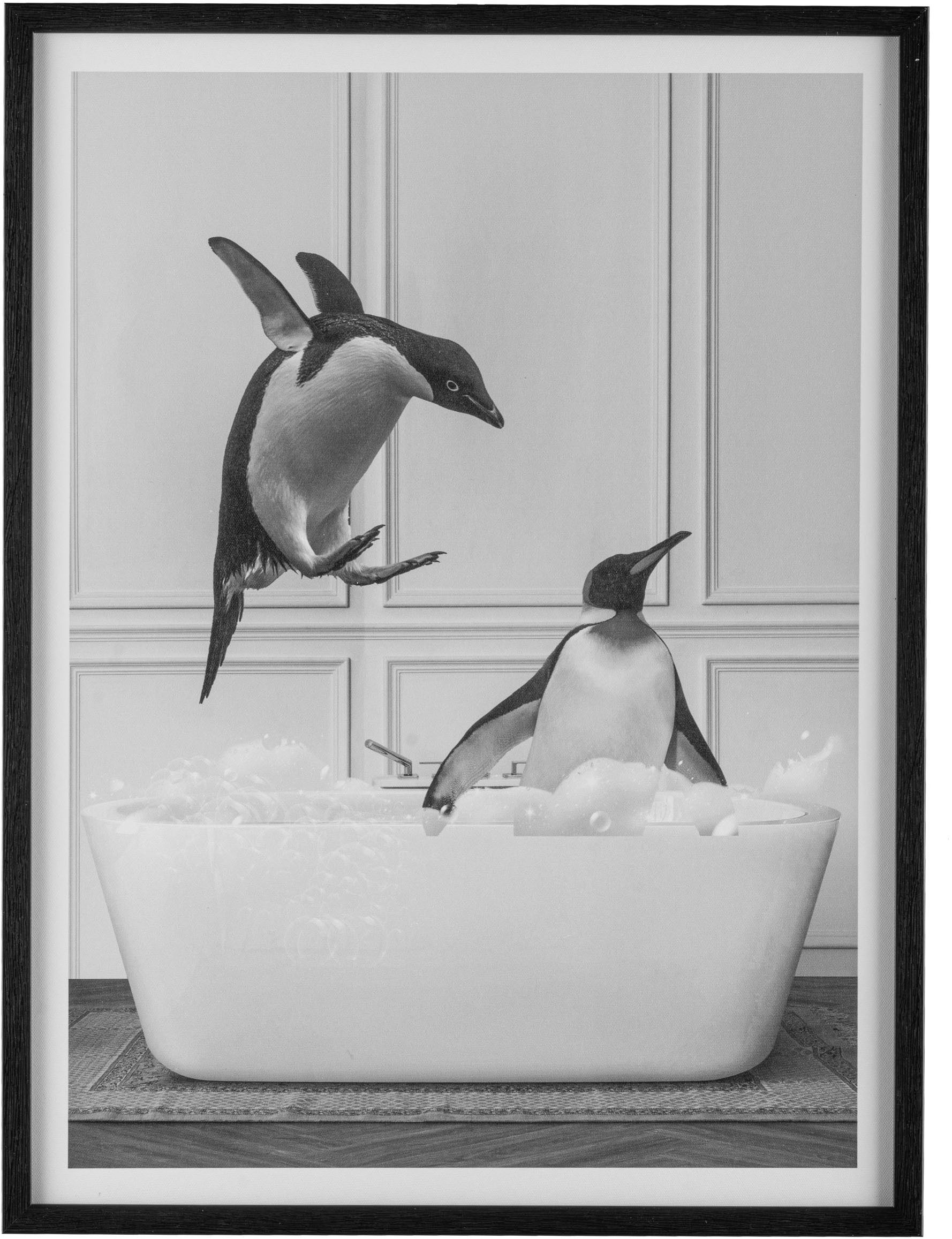 Creativ home Bild mit Rahmen Leinwandbild Pinguine in Badewanne, (2 St), mi günstig online kaufen
