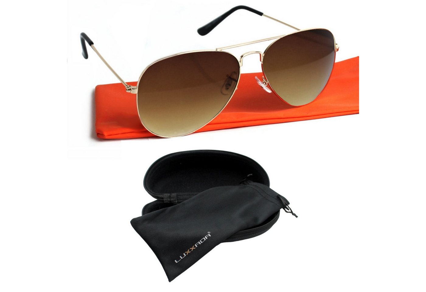 Rennec Sonnenbrille Pilotenbrille Polarisiert UV400 Retro Gelenke und Hardcase Polarisierte Gläser Schwarz Getönt, Braun Getönt, Silber Verspiegelt