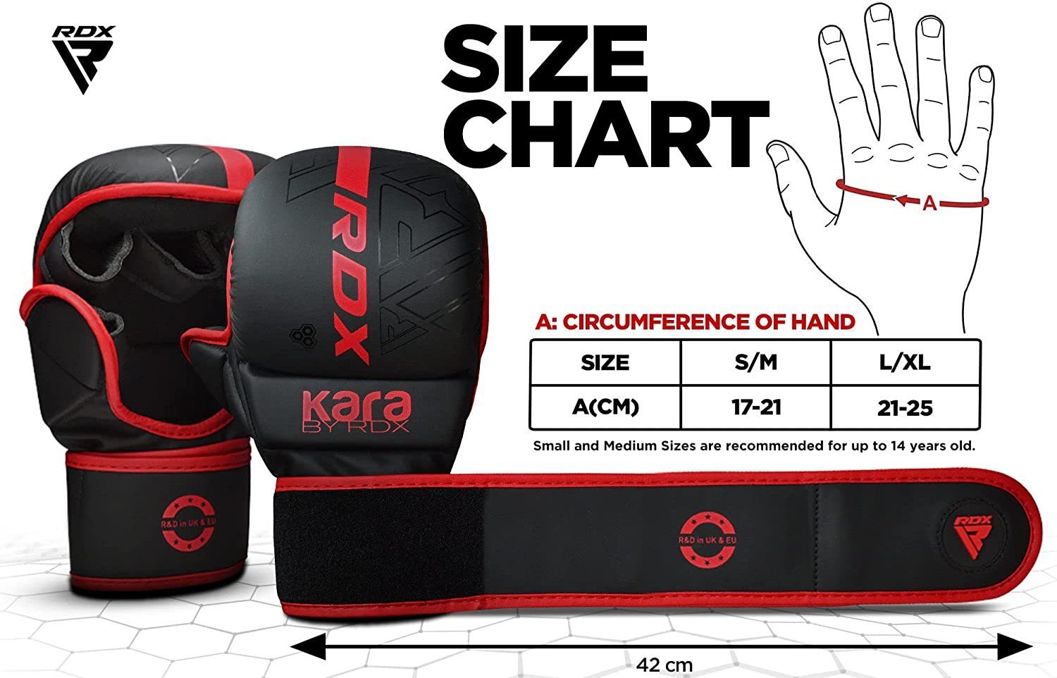 RDX Sports MMA-Handschuhe Kampfsport Handschuhe, Grappling MMA Red Training Gloves MMA RDX für