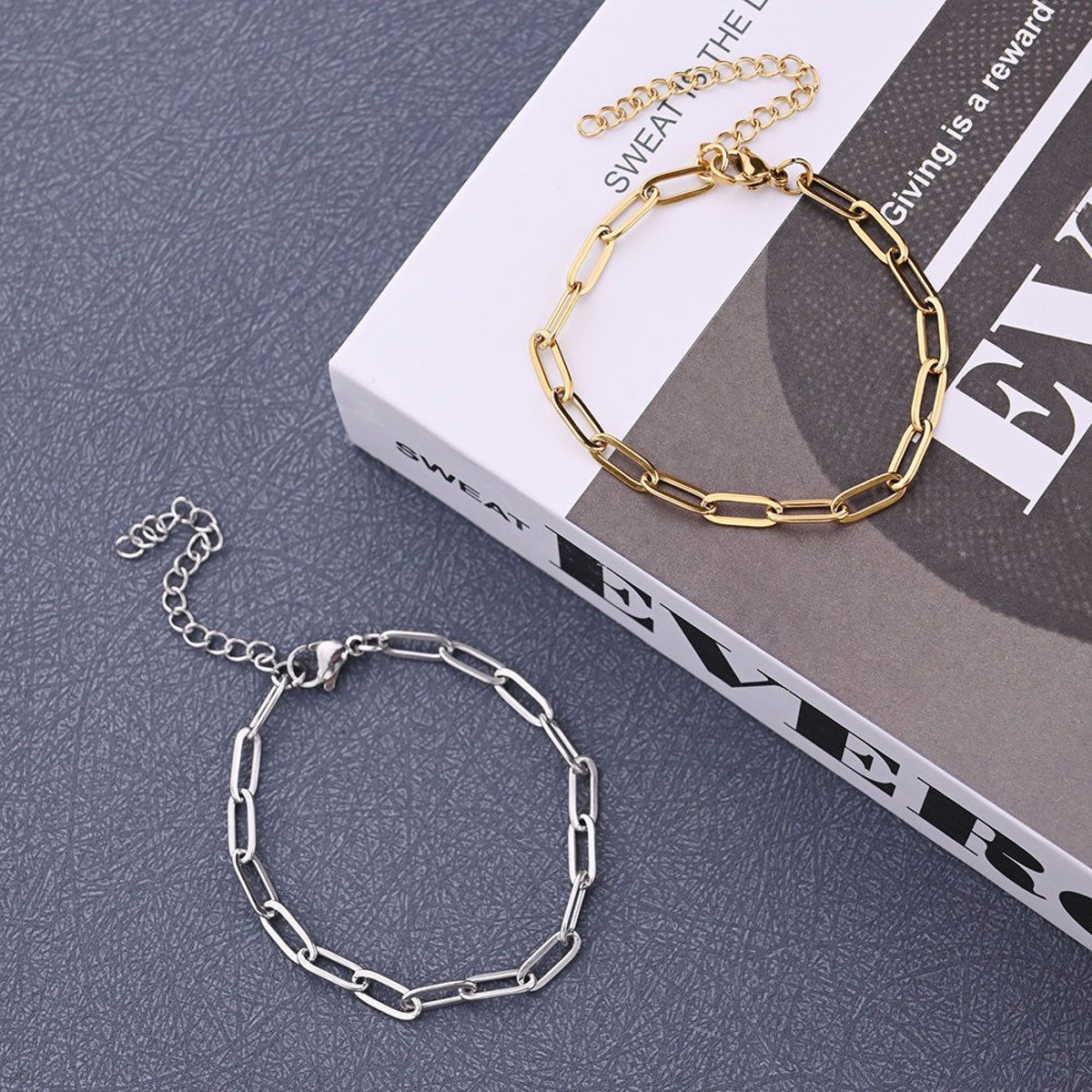 KARMA Edelstahlarmband Damen Silber o. Gold Gliederarmband Damenarmband (Wasserfest & antiallergisch, 1-tlg), Damenschmuck Armband Geschenk für Sie