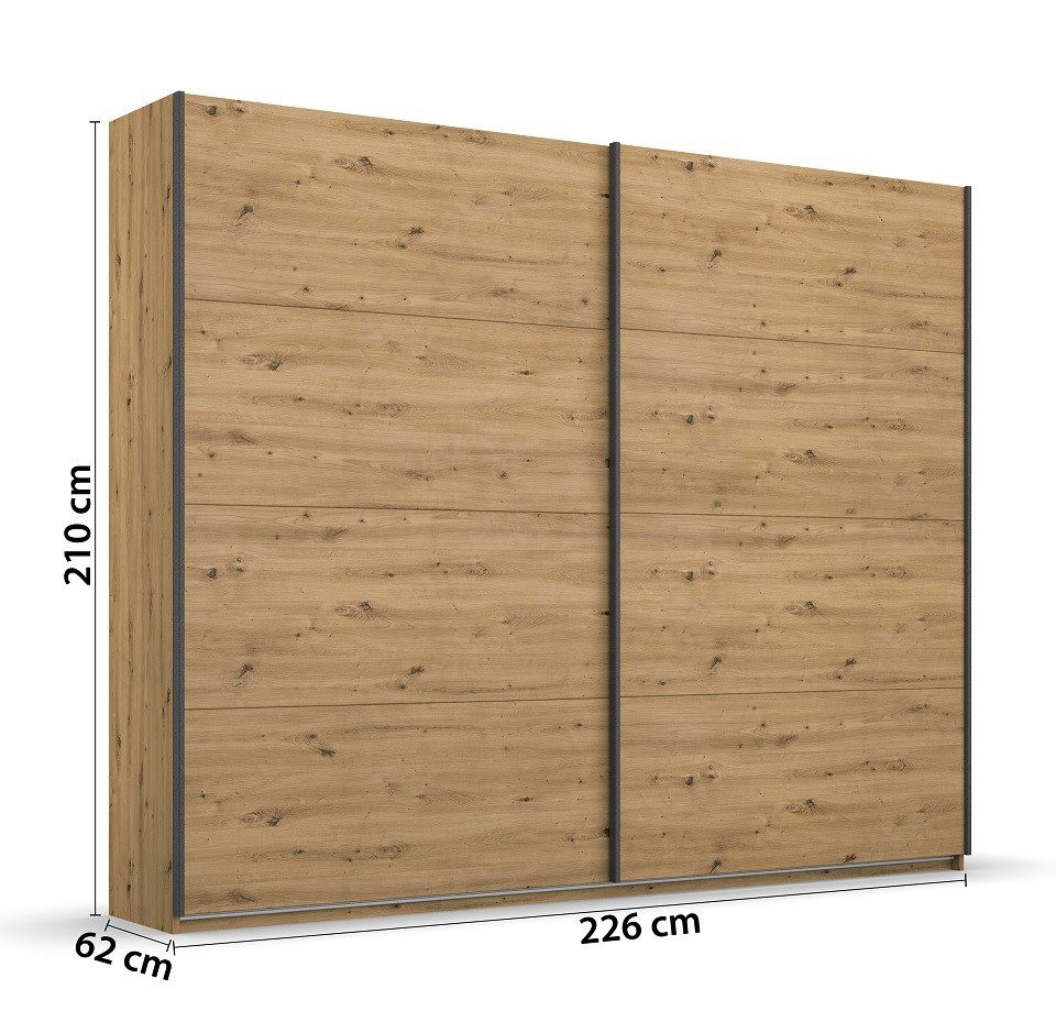 Rauch Möbel Kleiderschrank Kleiderschrank Schwebetürenschrank Apollon, 2-türig, Eiche Artisan