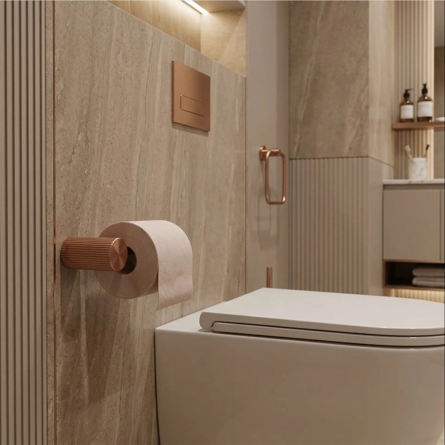 wohnwerk.idee Toilettenpapierhalter Solo Toilettenpapierhalter Wandmontage Metall, Gerändeltes Design – Bild 3 von 5