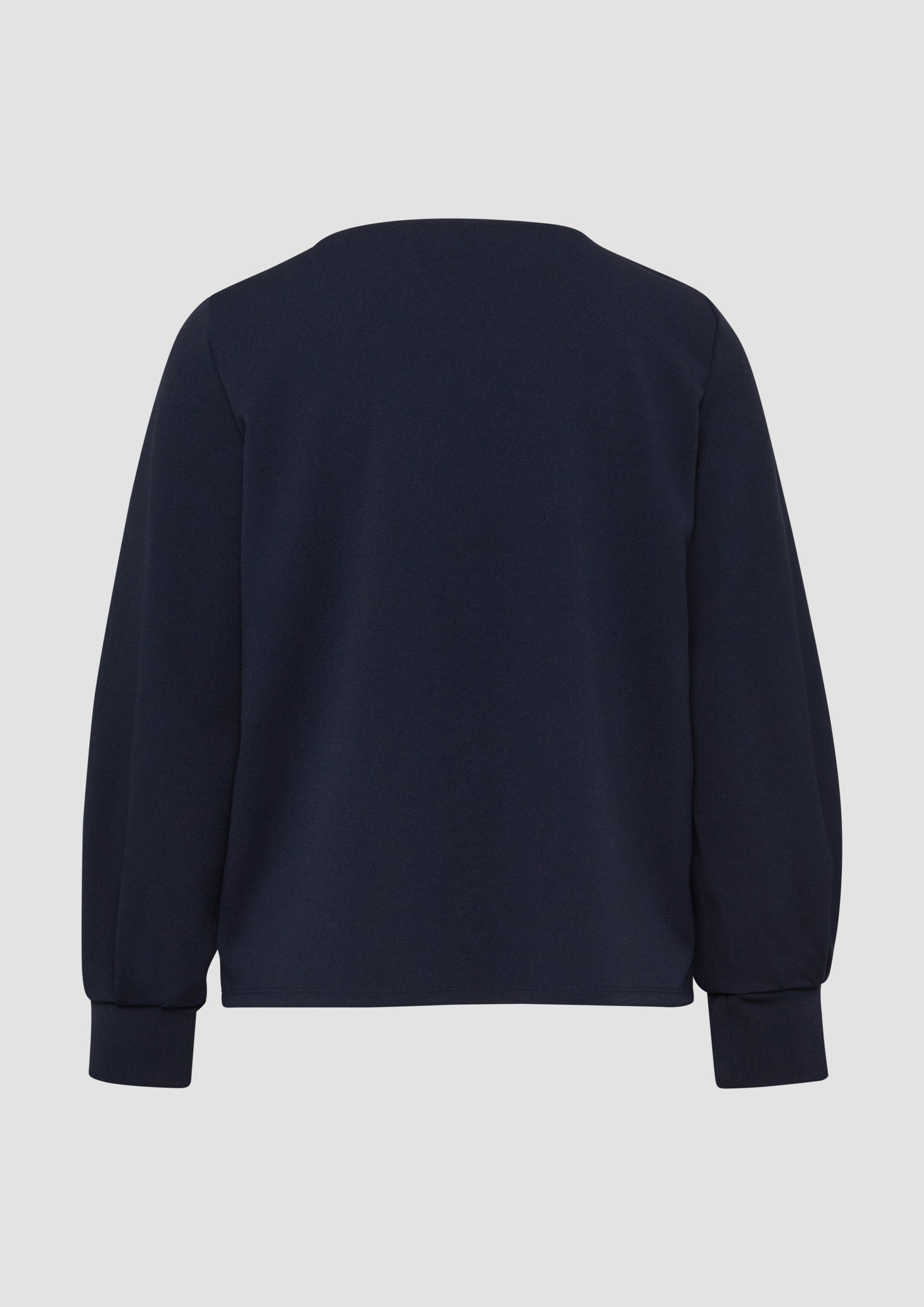 s.Oliver Langarmbluse T-Shirt Bluse aus Jersey-Crêpe mit Faltendetails