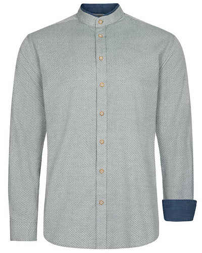 Maddox Trachtenhemd Trachtenhemd mit Stehkragen - Hemd-54, Grün