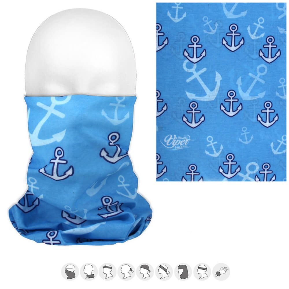 Multifunktionstuch Loop Anker, Maritime Frische in Blau vielseitig tragbar