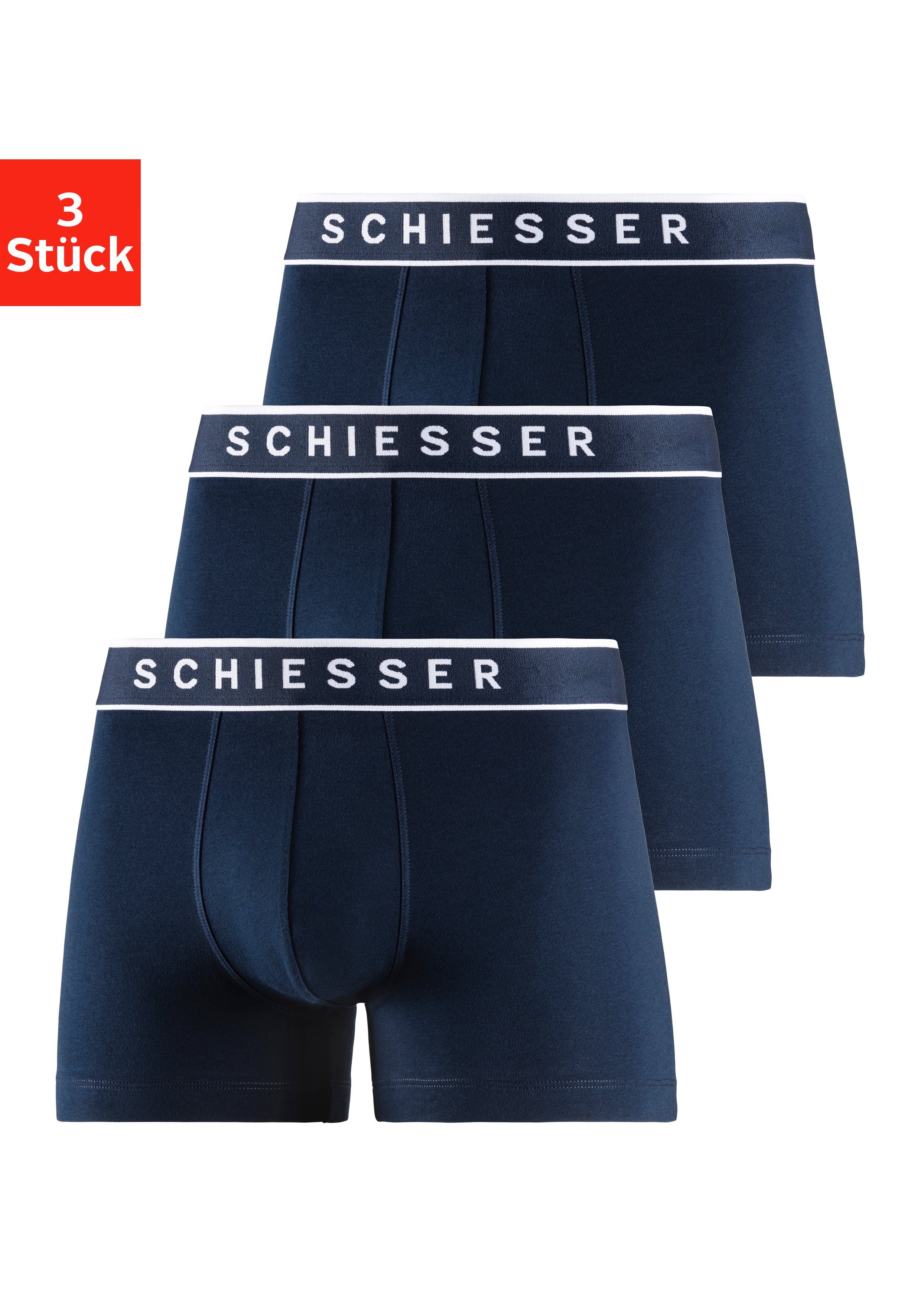 Schiesser Boxer (3er-Pack) mit Logobund navy, navy, navy | 
