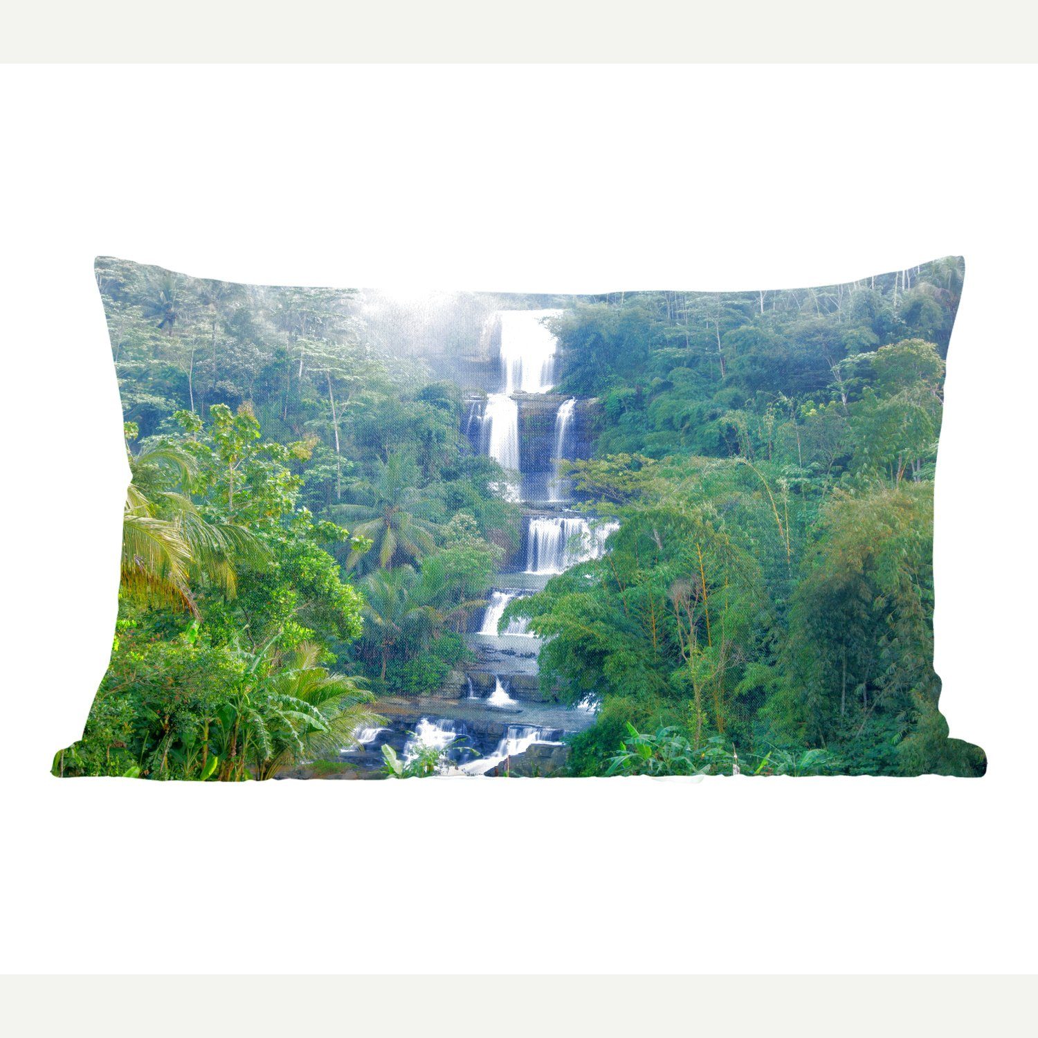 MuchoWow Dekokissen Wasserfälle in Indonesien, Wohzimmer Dekoration, Zierkissen, Dekokissen mit Füllung, Schlafzimmer