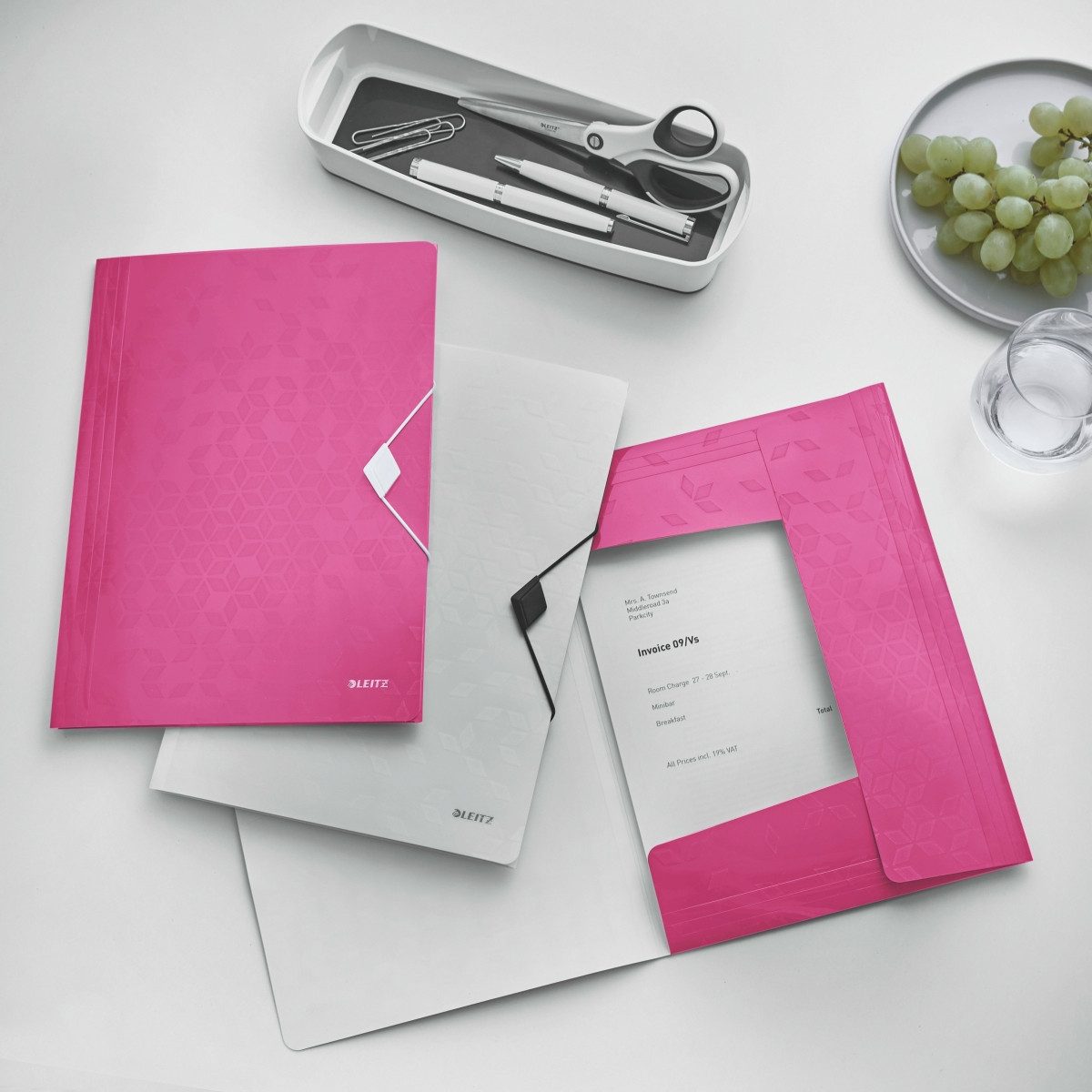 Fächermappe Eckspannmappe Wow A4 PP mit Klappen pink metallic