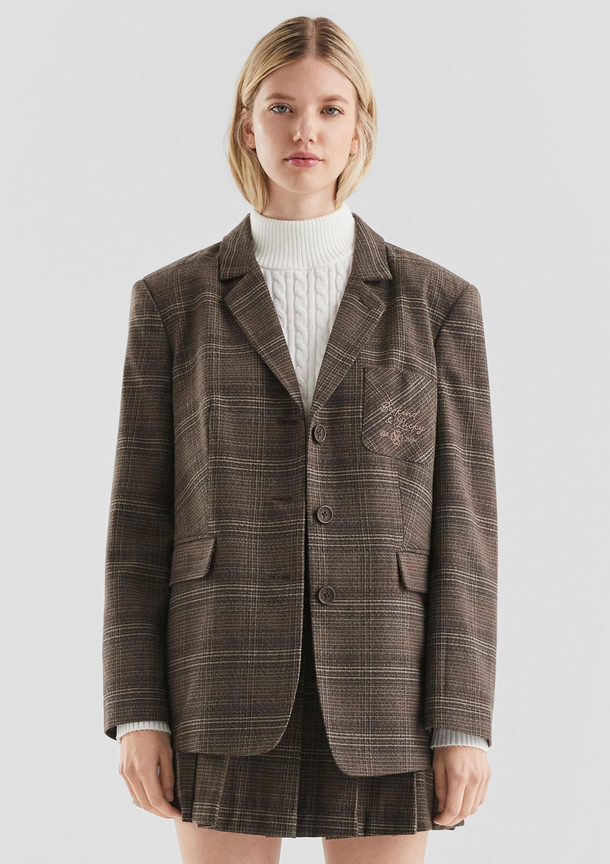 QS Jackenblazer Indoor-Blazer Oversized Karoblazer (1-tlg) günstig online kaufen