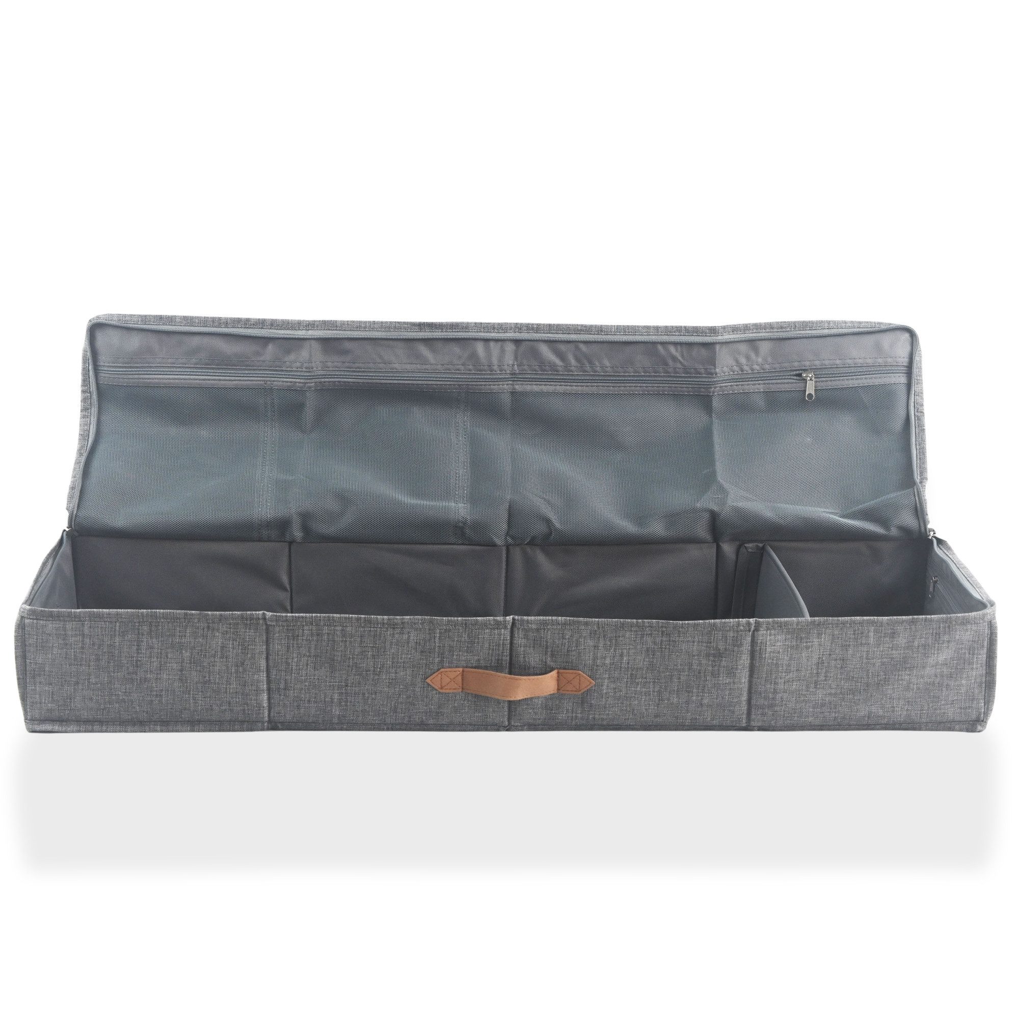 hausleben Organizer Große Unterbett-Aufbewahrungsbox, faltbar mit Griffen, verstärkt mit Karton - 90 x 45 x 18 cm