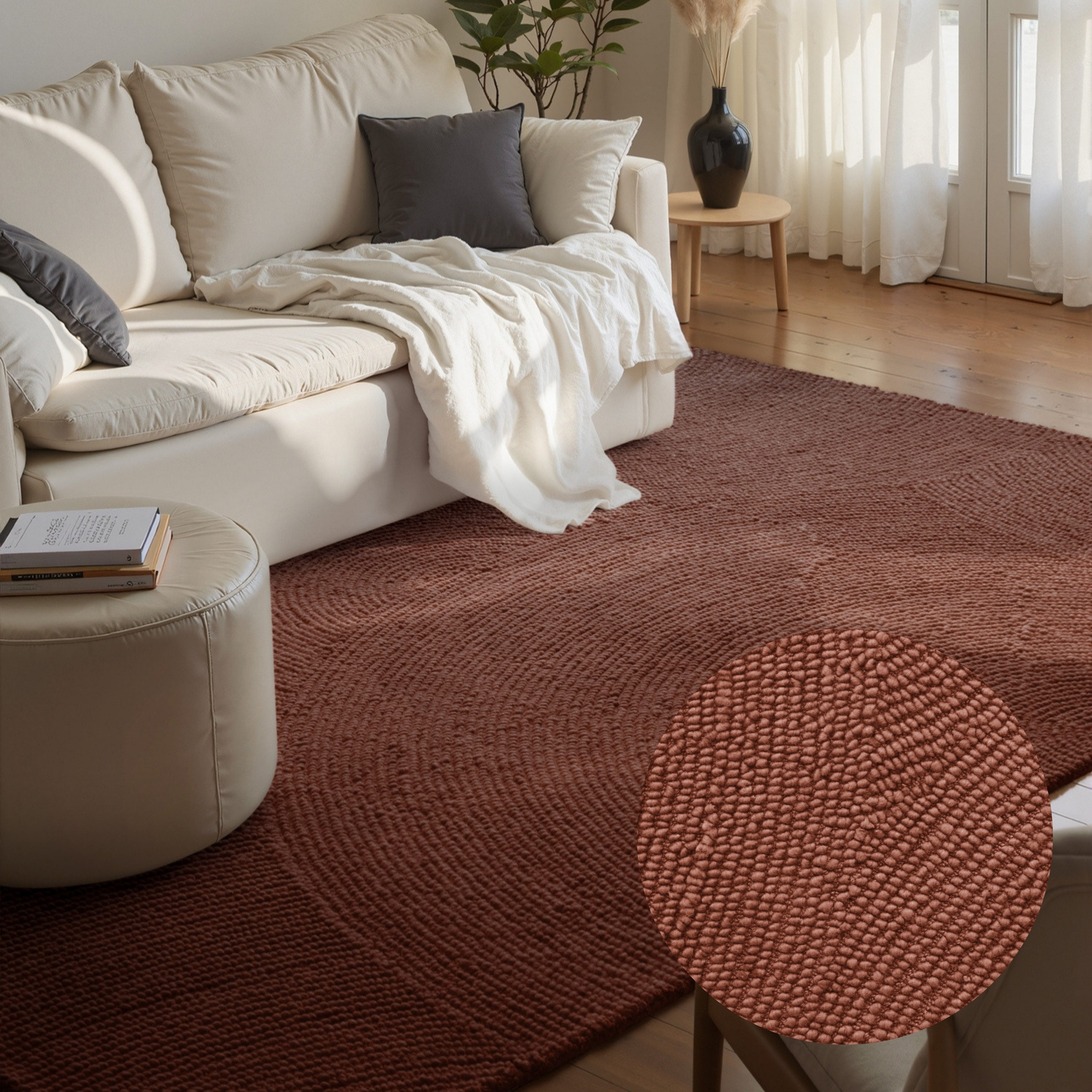 HANSE Home Wollteppich Calmio, auch als Läufer und in rund, rechteckig, Höhe: 18 mm, Handgetuftet, Wolle, Natur, Wohnzimmer, Schlafzimmer, Skandi, Hygge