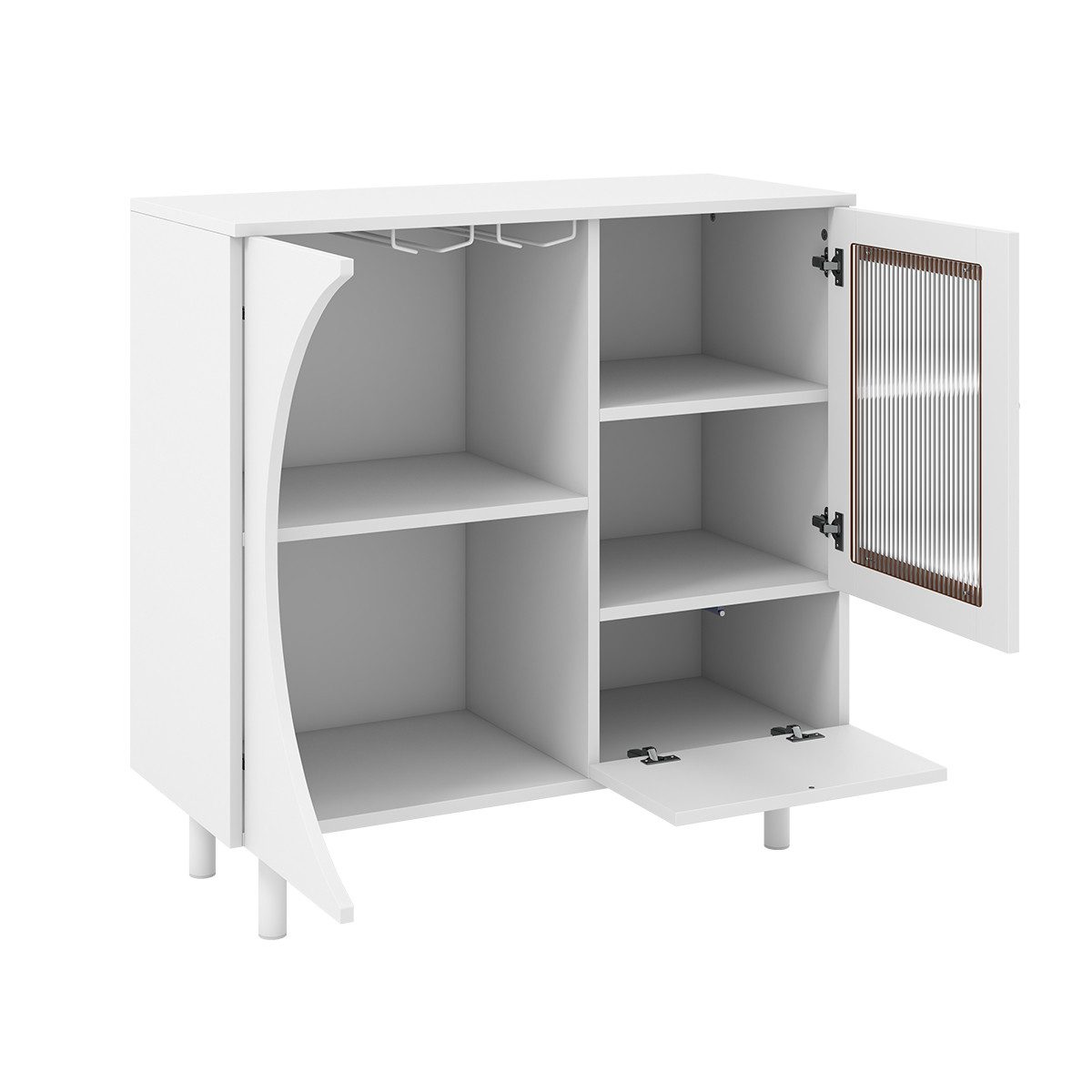 COSTWAY Sideboard, Akzentschrank mit Türen, Gläserhalter, weiß, 80x30x80cm günstig online kaufen