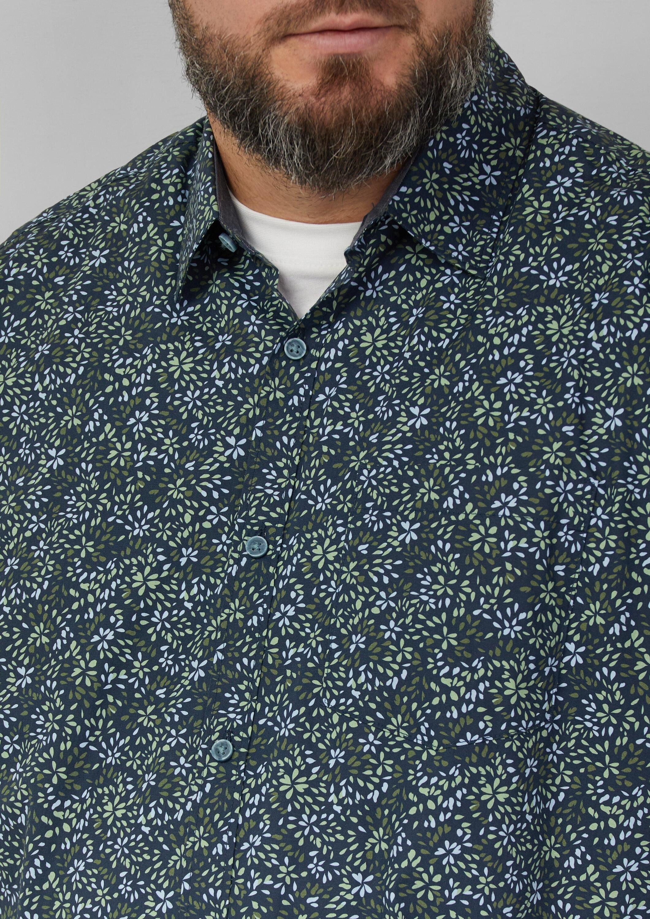 s.Oliver Langarmhemd Hemd Slim Fit: Langarmhemd mit All-over-Print und Kentkragen