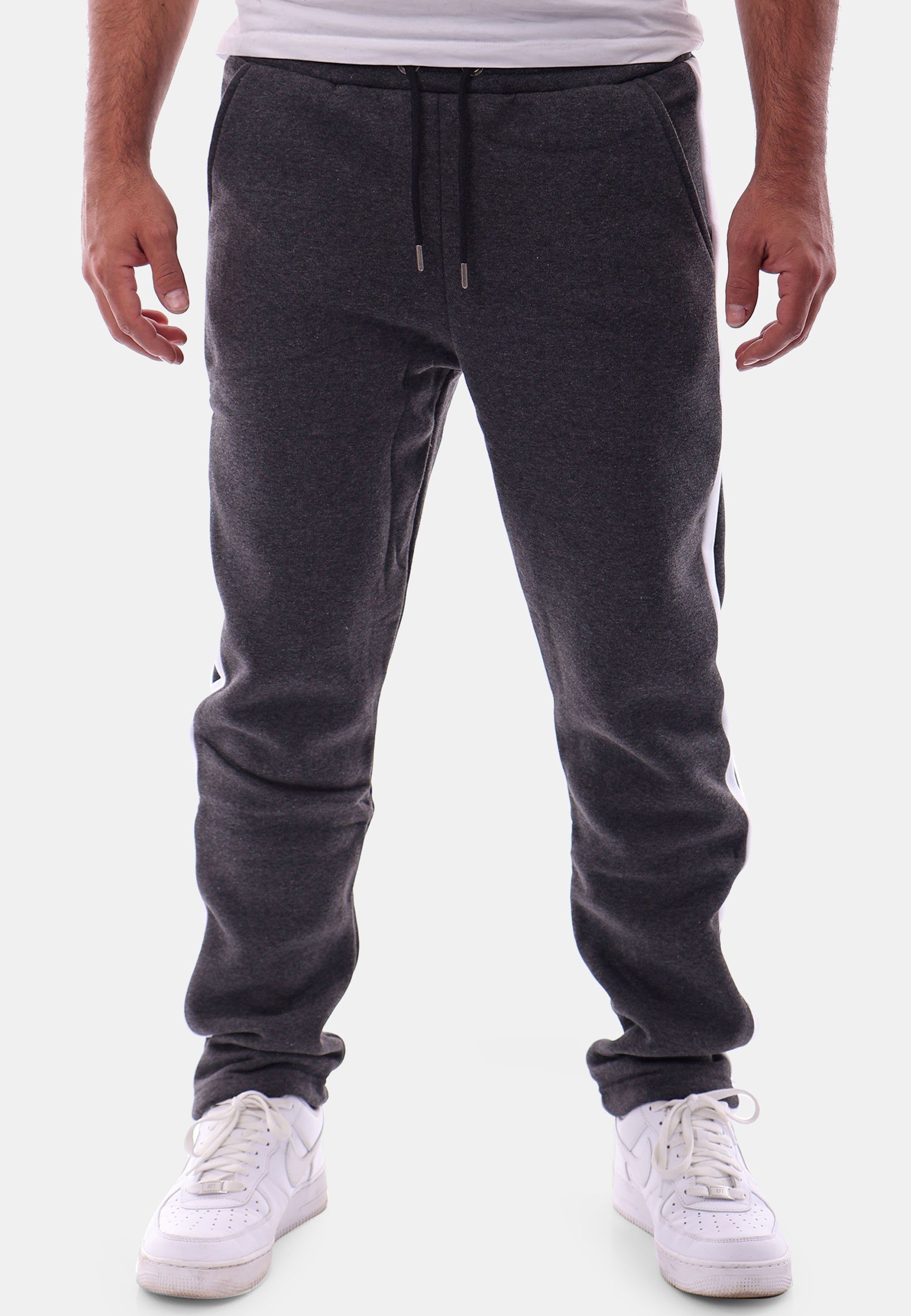 Reslad Sporthose gestreift Reslad (1-tlg) Jogginghose Herren Trainingshose anthrazit Streifen RS-5091 Sweathose Jogginghose mit