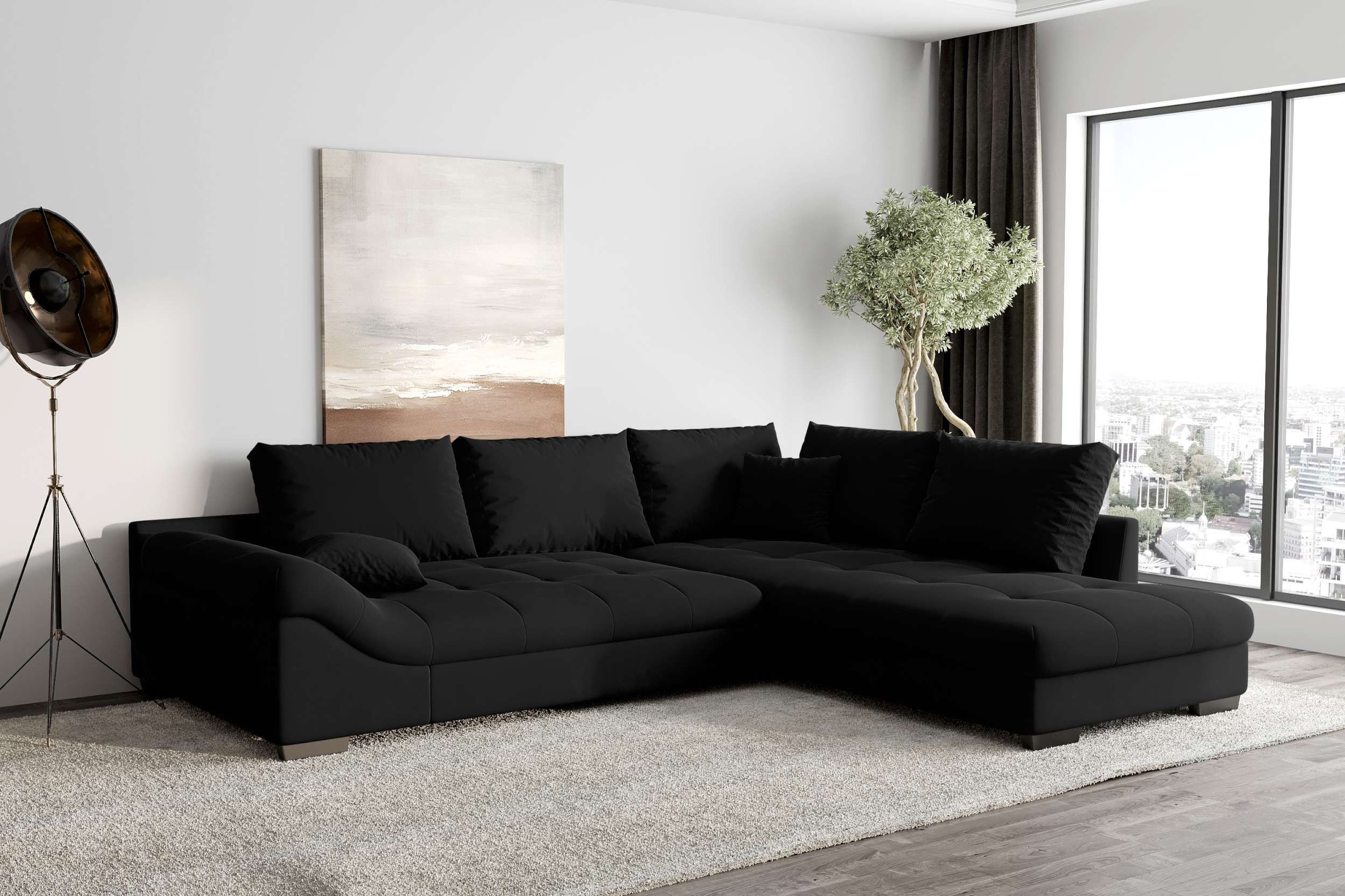 99rooms Ecksofa Terra, Sofa, L-Form, Inkl. 5 Rückenkissen, mit Rundumbezug, Wellenfederung