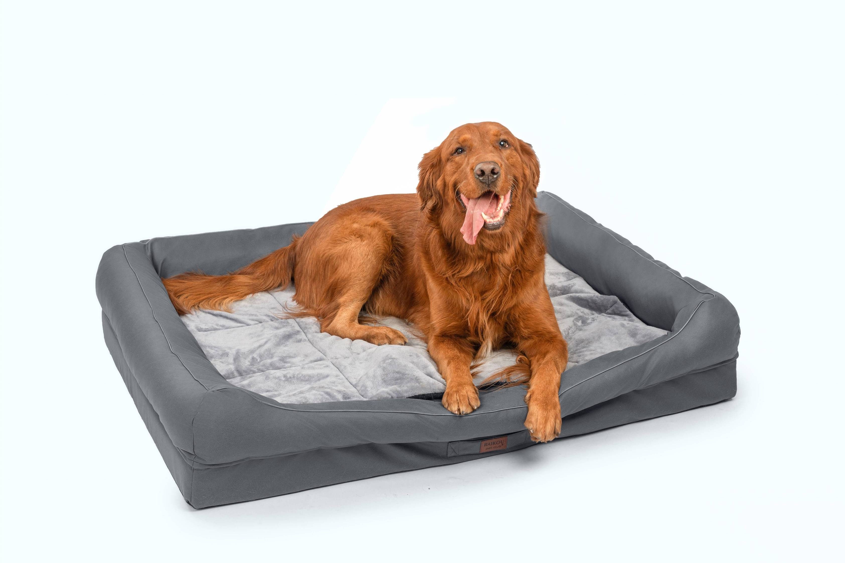 RAIKOU Hundematte Hundebett mit Abnehmbarem Kissen, Schlafplatz Hundesofa Tierbedarf, 100% Polyester, gepolstertes waschbares, mit Hundekissen