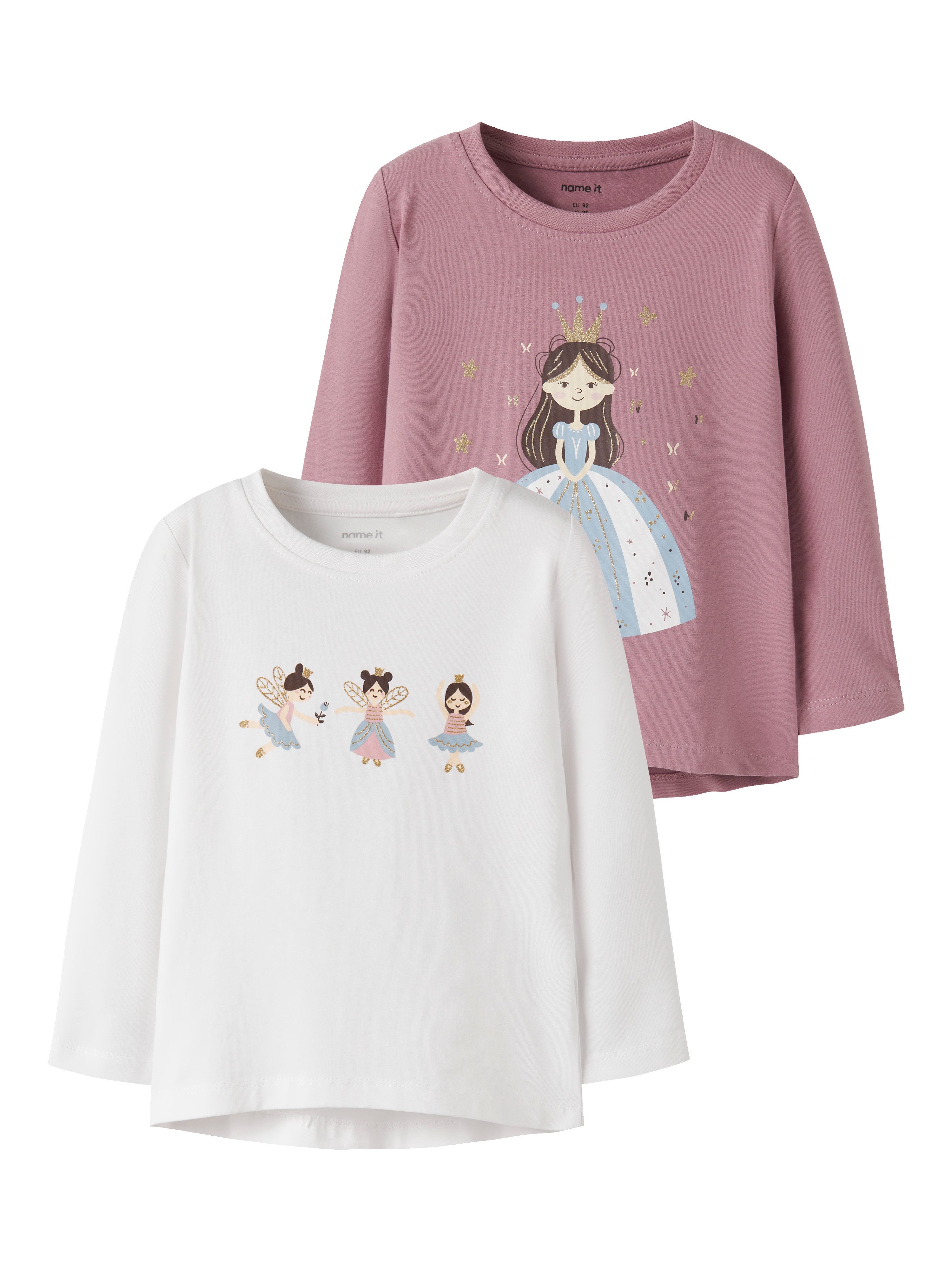 Name It T-Shirt NMFVIX 2P LS TOP (Packung, 2-tlg., 2er-Pack) Baumwollmischung, Druck