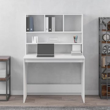 vidaXL Schreibtisch Schreibtisch mit Regal Weiß 102x45x148 cm Holzwerkstoff