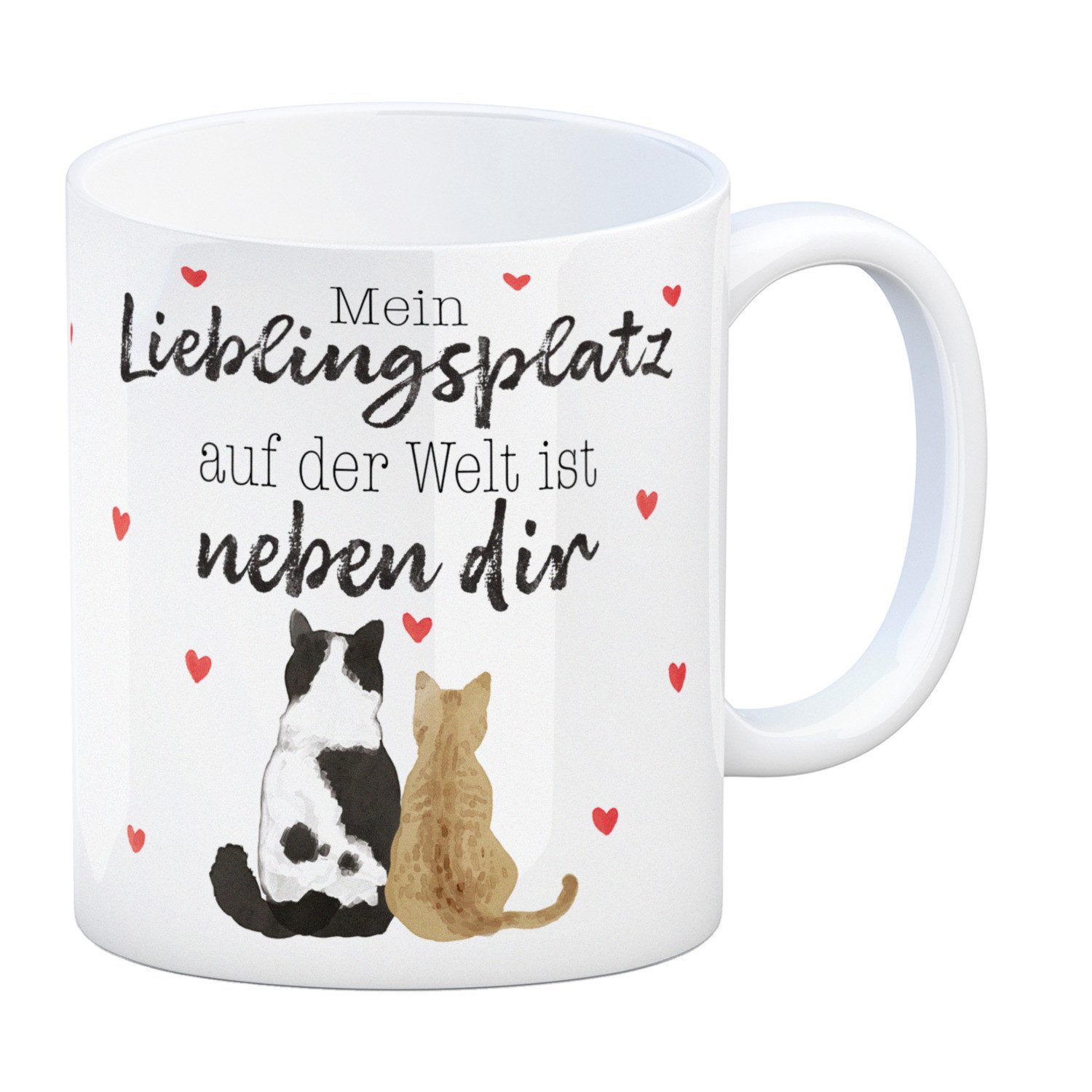 Tasse Katzenpaar Kaffeebecher mit Spruch Mein Lieblingsplatz ist bei dir