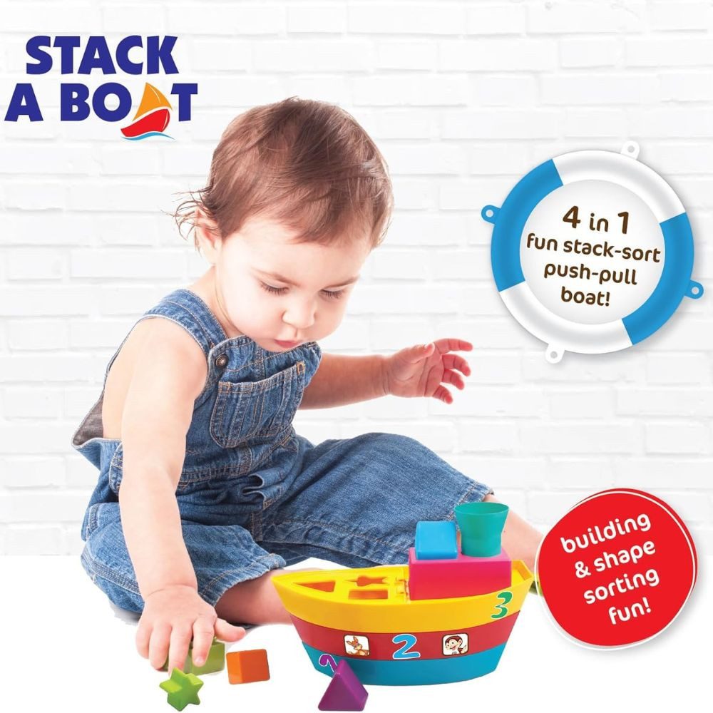Funskool Stapelspielzeug Link Stack & Nest Spielset – 3-in-1 Stapel- & Steckbausteine, (Stapeln- & Ziehspielzeug-Set), Fördert Motorik, Kreativität & Koordination