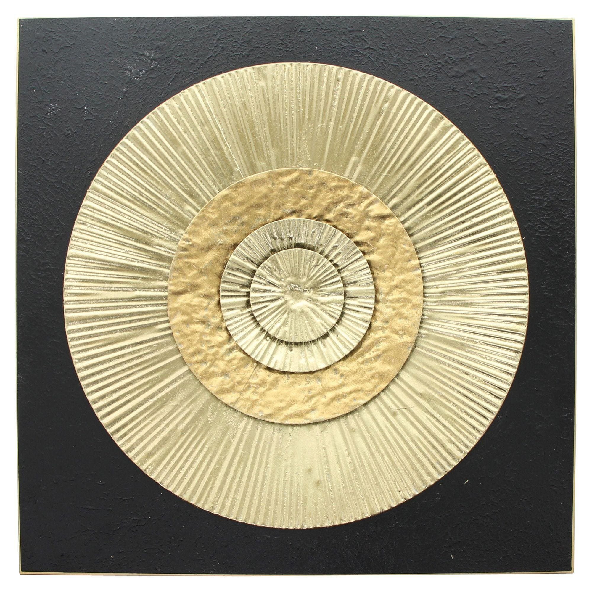 Dekoleidenschaft Wandbild "Golden Circle" 3D Wanddeko aus Metall, gold & schwarz, Metallbild, 56x56 cm, Wandschmuck