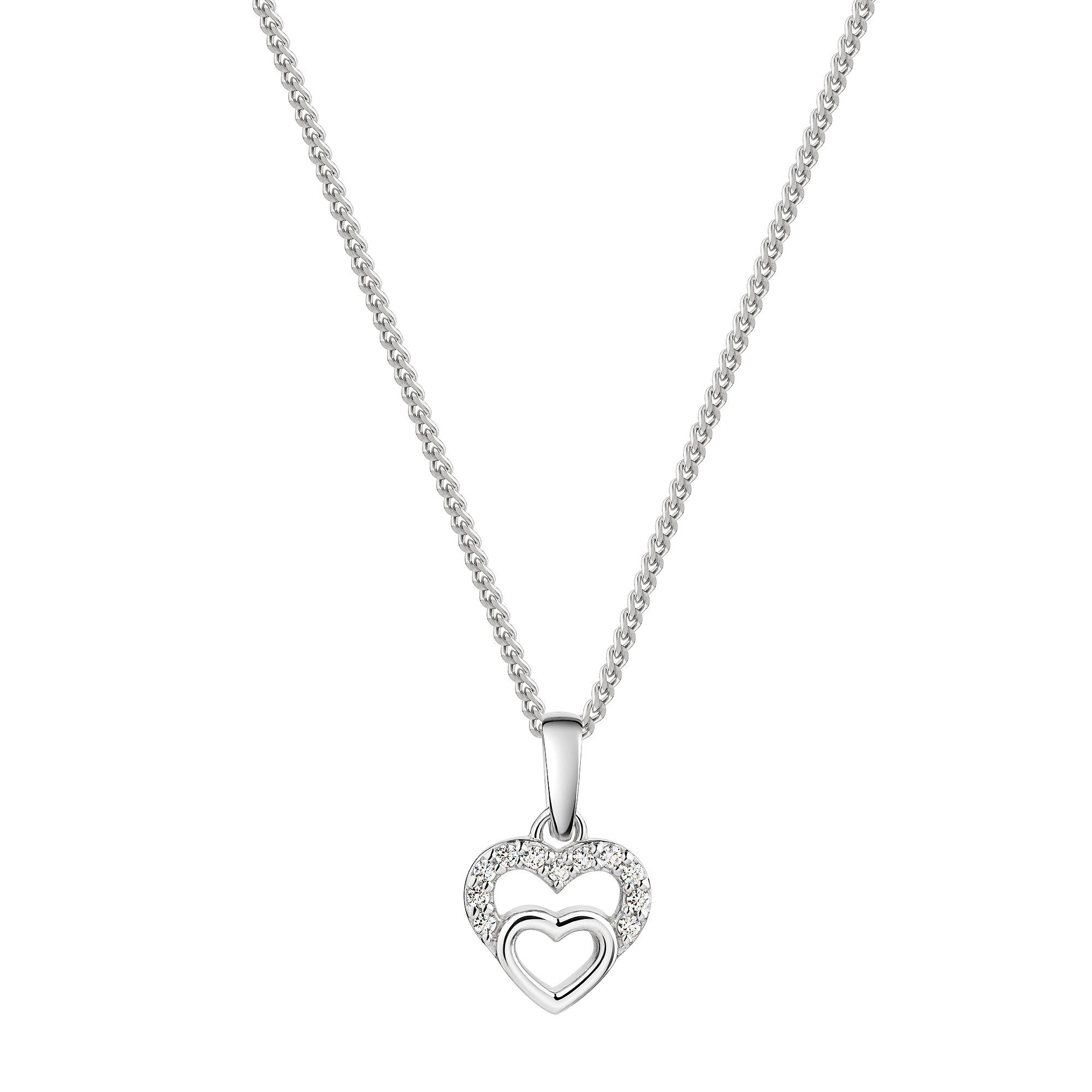 Firetti Kette mit Anhänger Schmuck Geschenk Silber 925 Halsschmuck Halskette Panzerkette Herz, mit Zirkonia (synth)